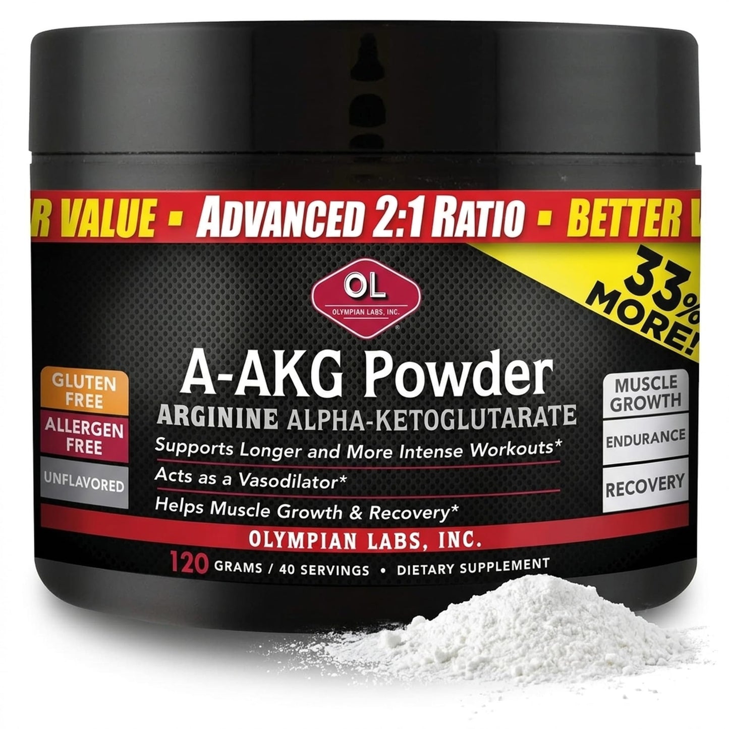 Olympian Labs PSN A-AKG Powder for Men's Health, Energy & Sports Nutrition Performance, 4.2 Ounce