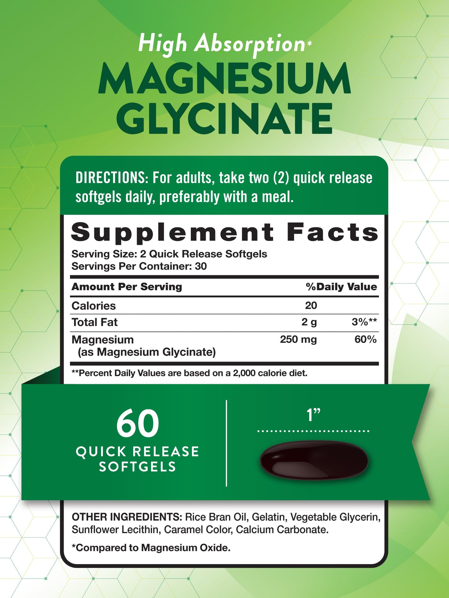 Nature's Truth Magnesium Glycinate 250mg Softgels, 60 Count