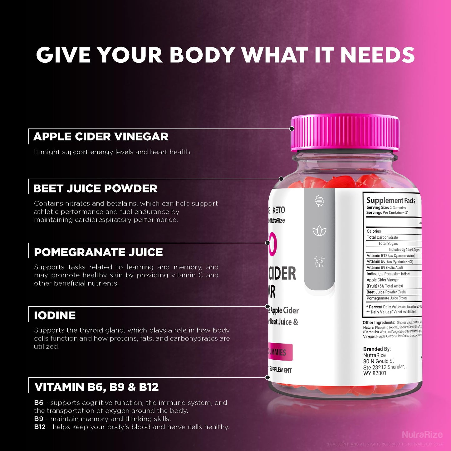 NutraRize Pure Keto Luxe ACV Gummies, 180 Gummies