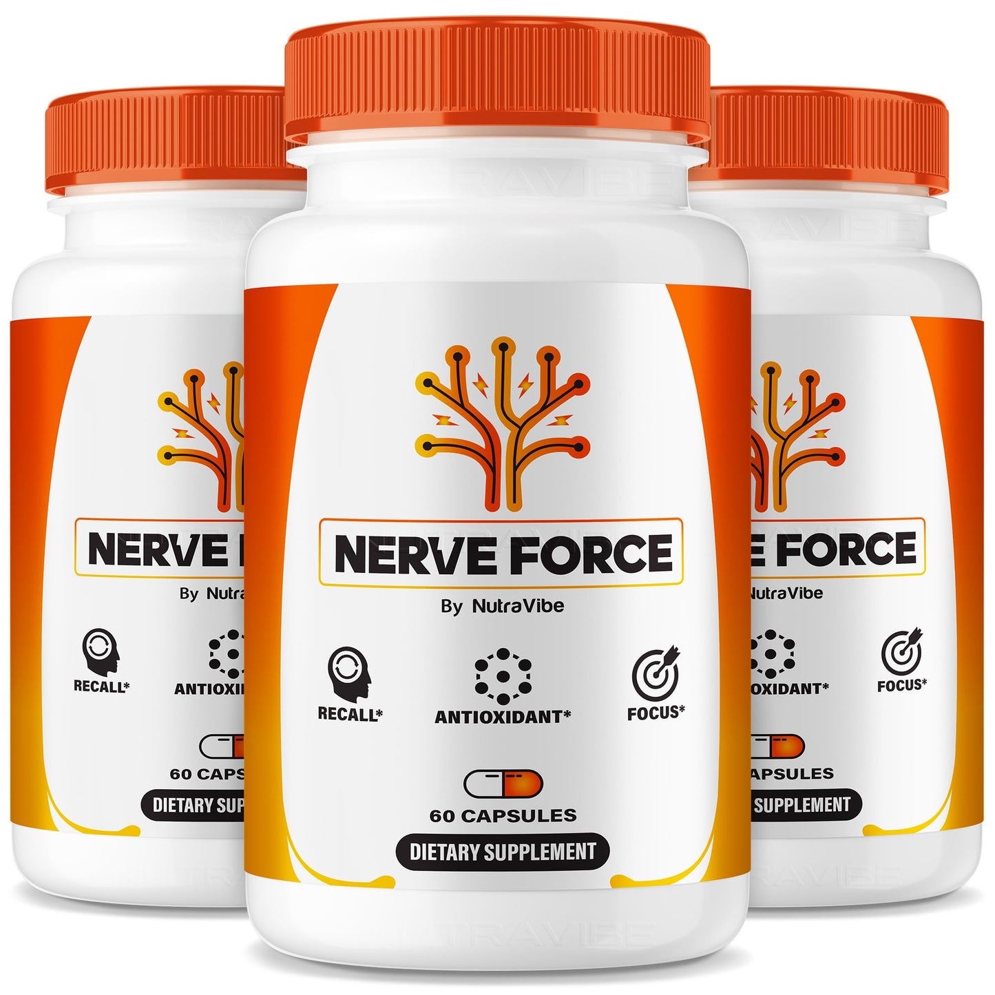 NutraVibe Nerve Force – Premium Neuropathy Blend for Brain, Nerves & Concentration | NerveForce Capsules for Memory, Focus & Clarity | Easy-to-Take for Daily Support, 180 Capsules