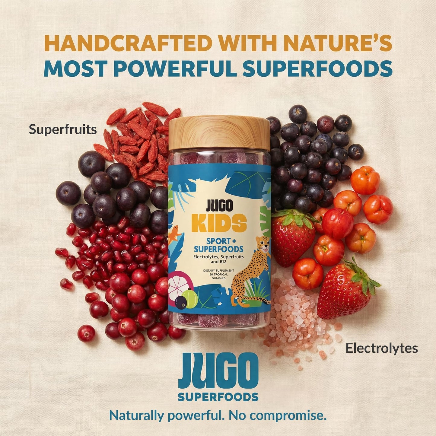 JUGO LLC Kids Sport + SUPERFOODS Electrolyte Gummies, 50 Count