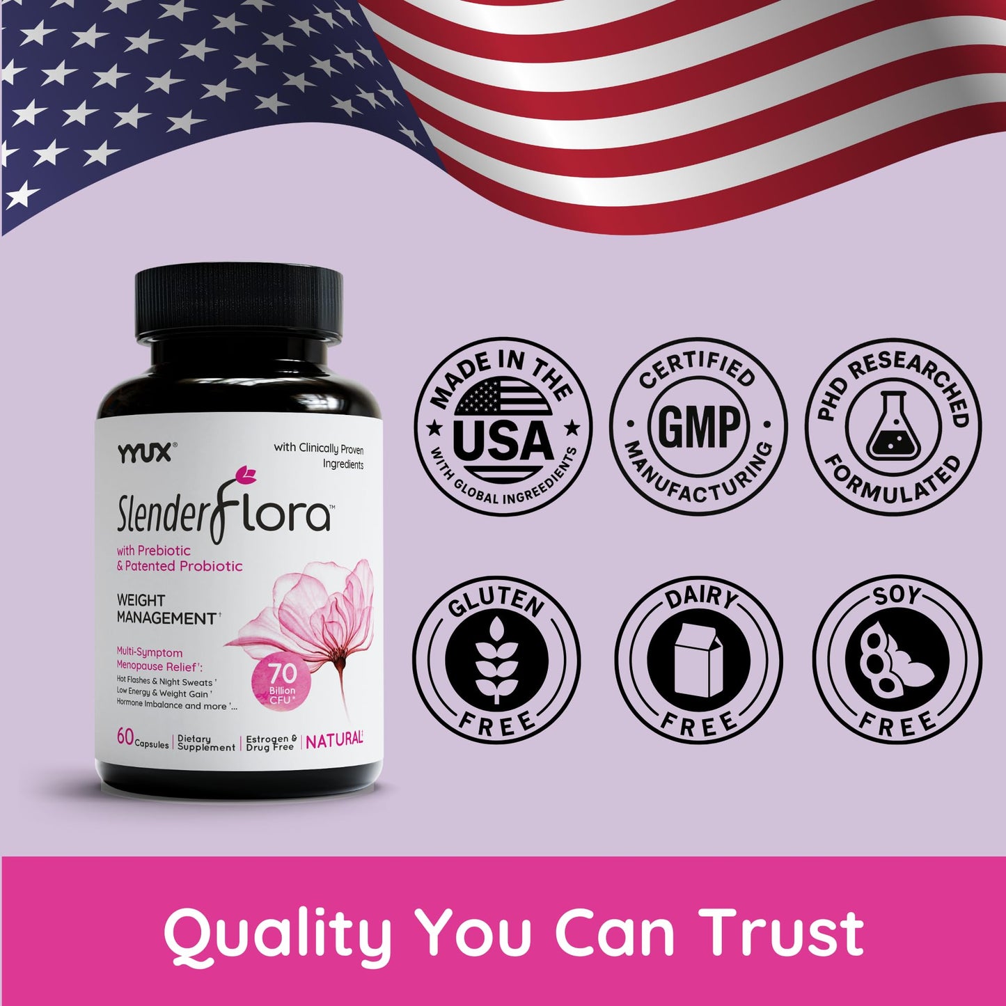 YYUX SlenderFlora Menopause Probiotic Supplement 180 Capsules