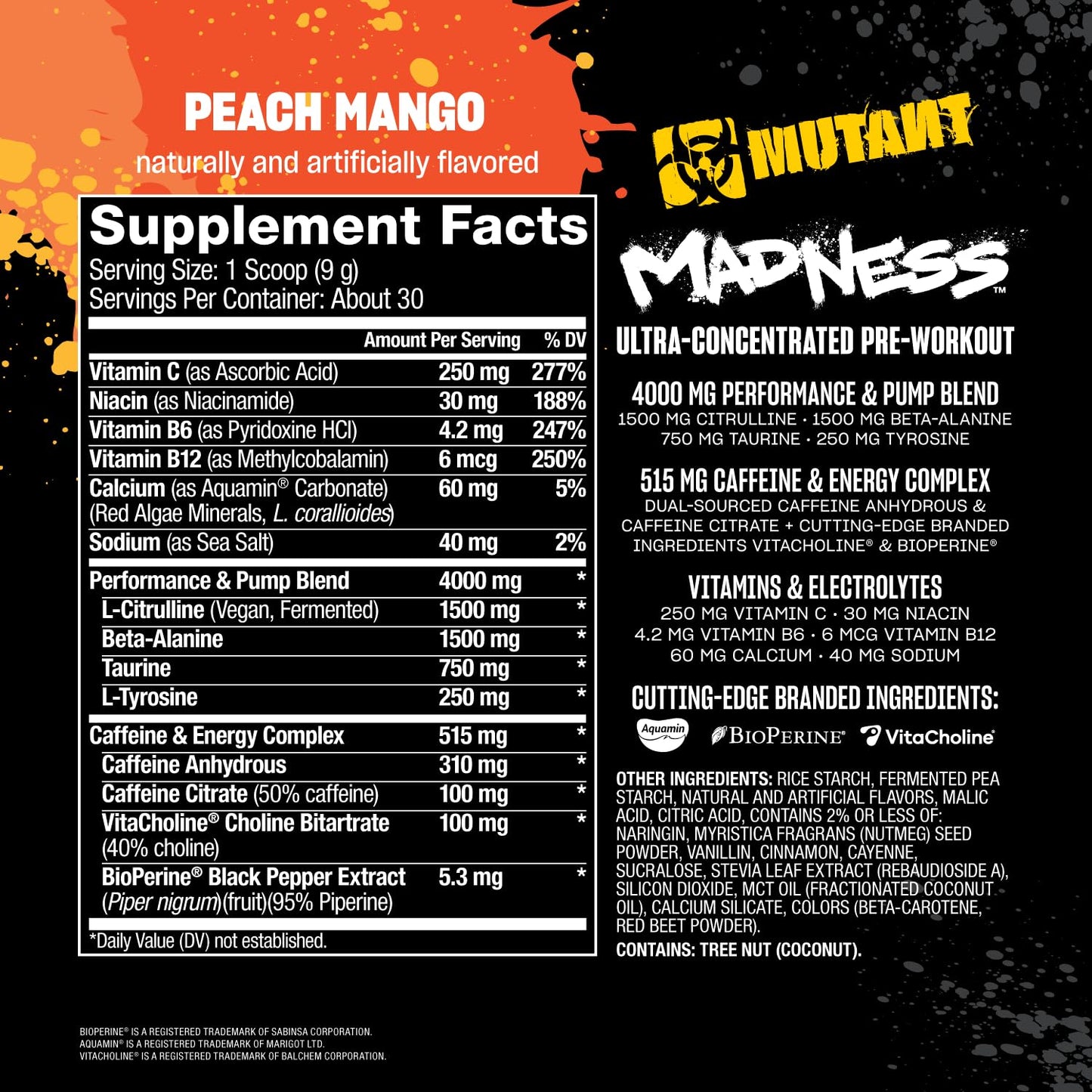 Mutant Madness Pre Workout Powder 7.94 Ounce