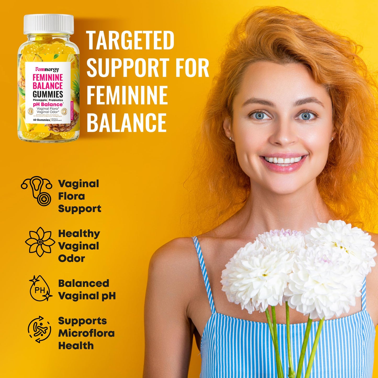 Femnergy Feminine Balance Probiotic Gummies for Women, 60 Count