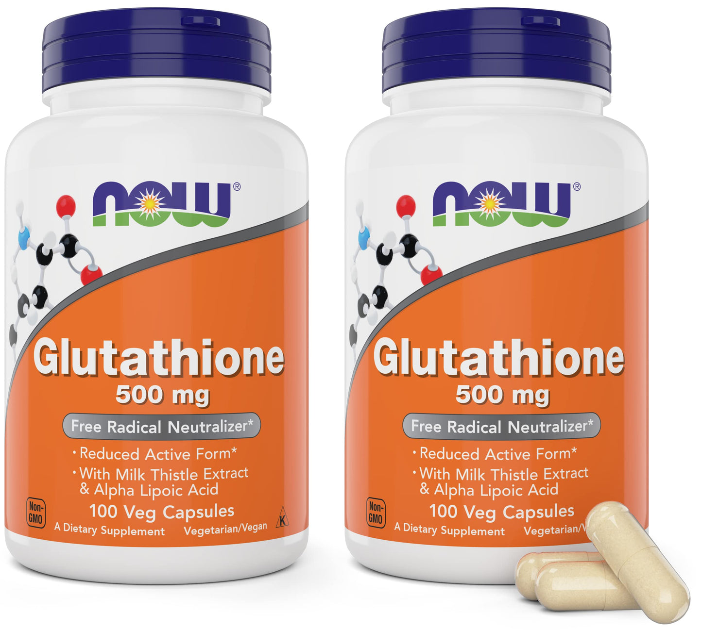 NOW Foods Glutathione 500 mg Capsules, 200 Capsules