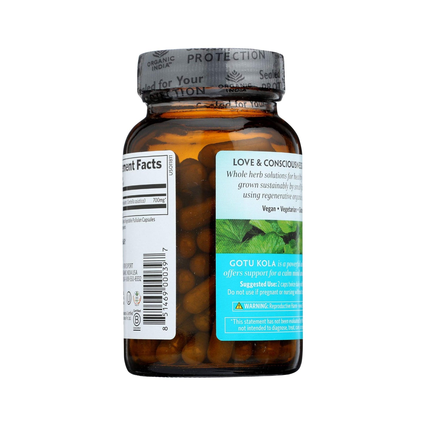 Organic India Brahmi Gotu Kola Capsule 1 Count