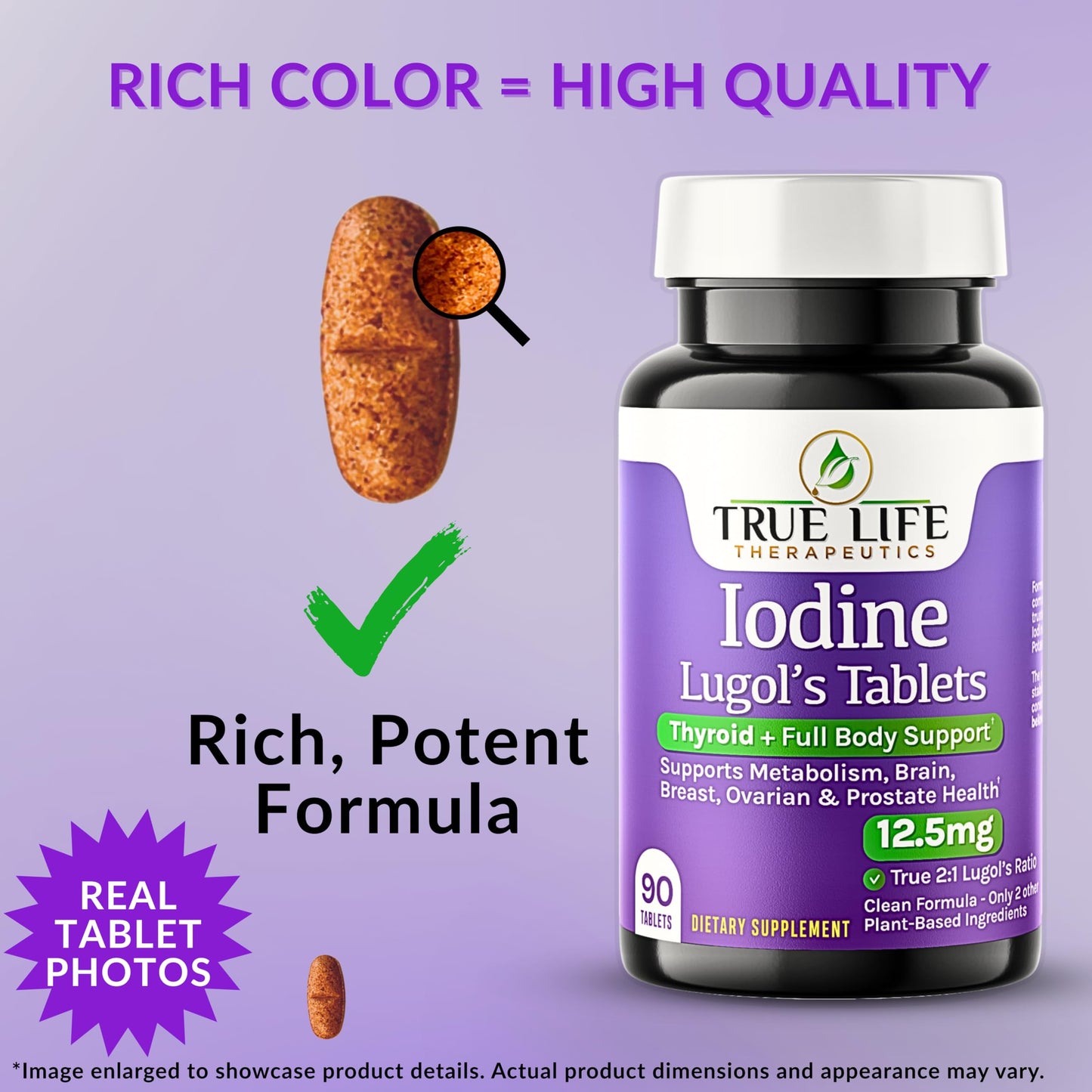 True Life Therapeutics Lugol's Iodine 12.5 mg Tablets, 90 Count