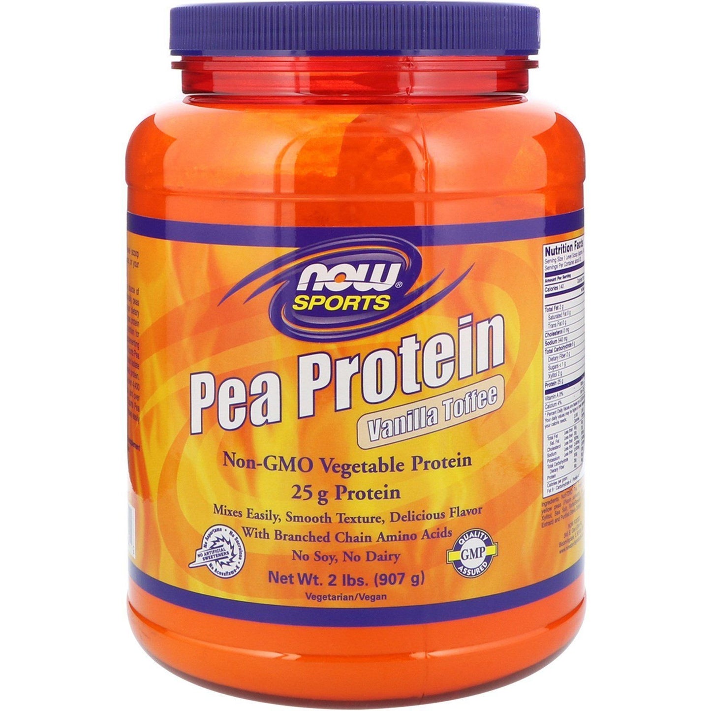 NOW Foods Pea Protein Powder Vanilla Toffee 32 oz