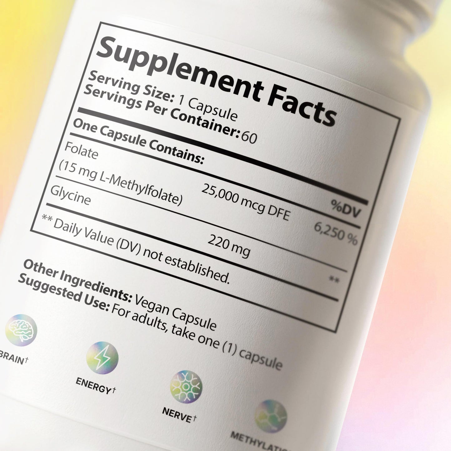 CLEAN HEALTH LAB L-Methylfolate 15mg, 5-MTHF Active Folate Capsule, 60 Count