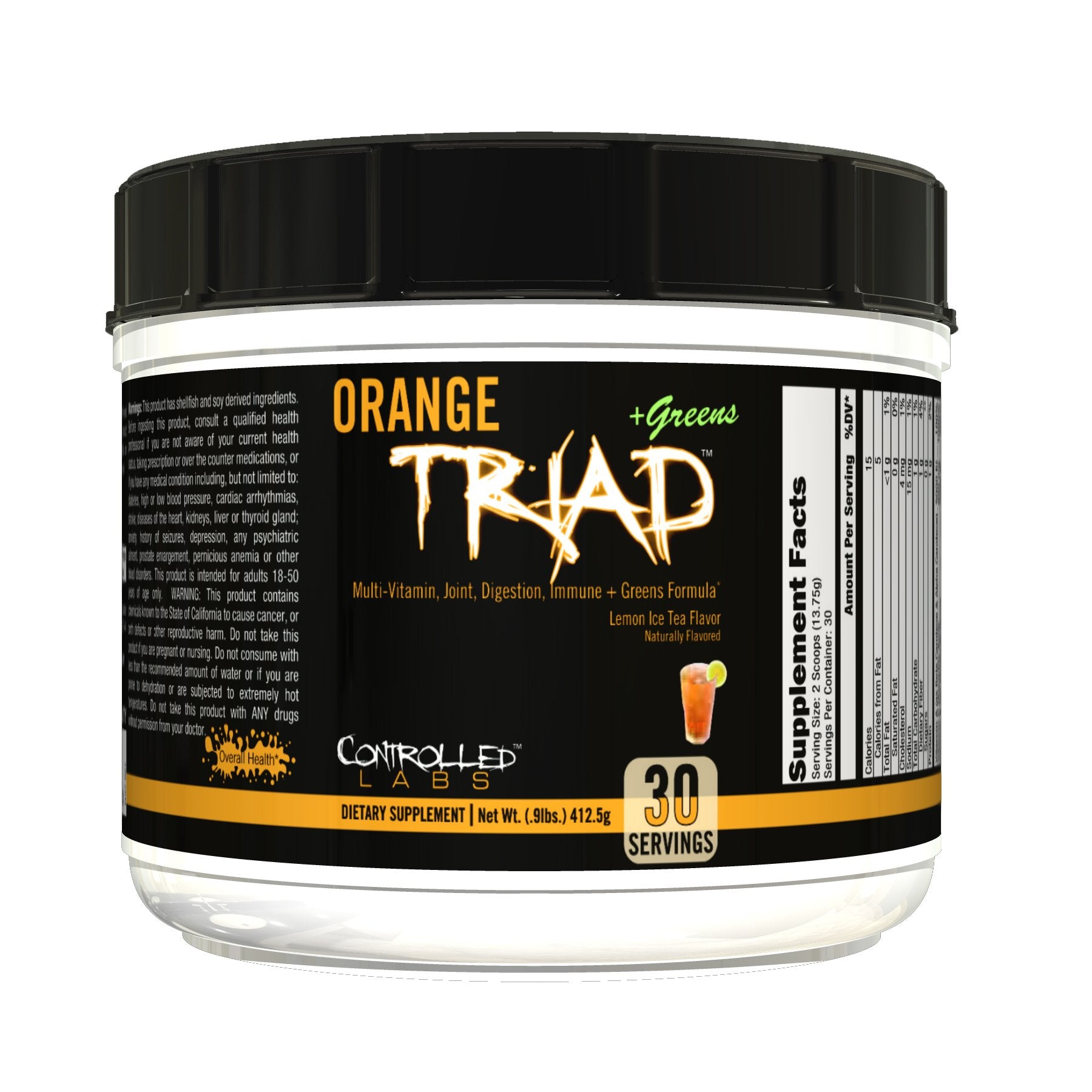 Controlled Labs Orange Triad Plus Greens for Men and Women Powder 14.4 Ounce