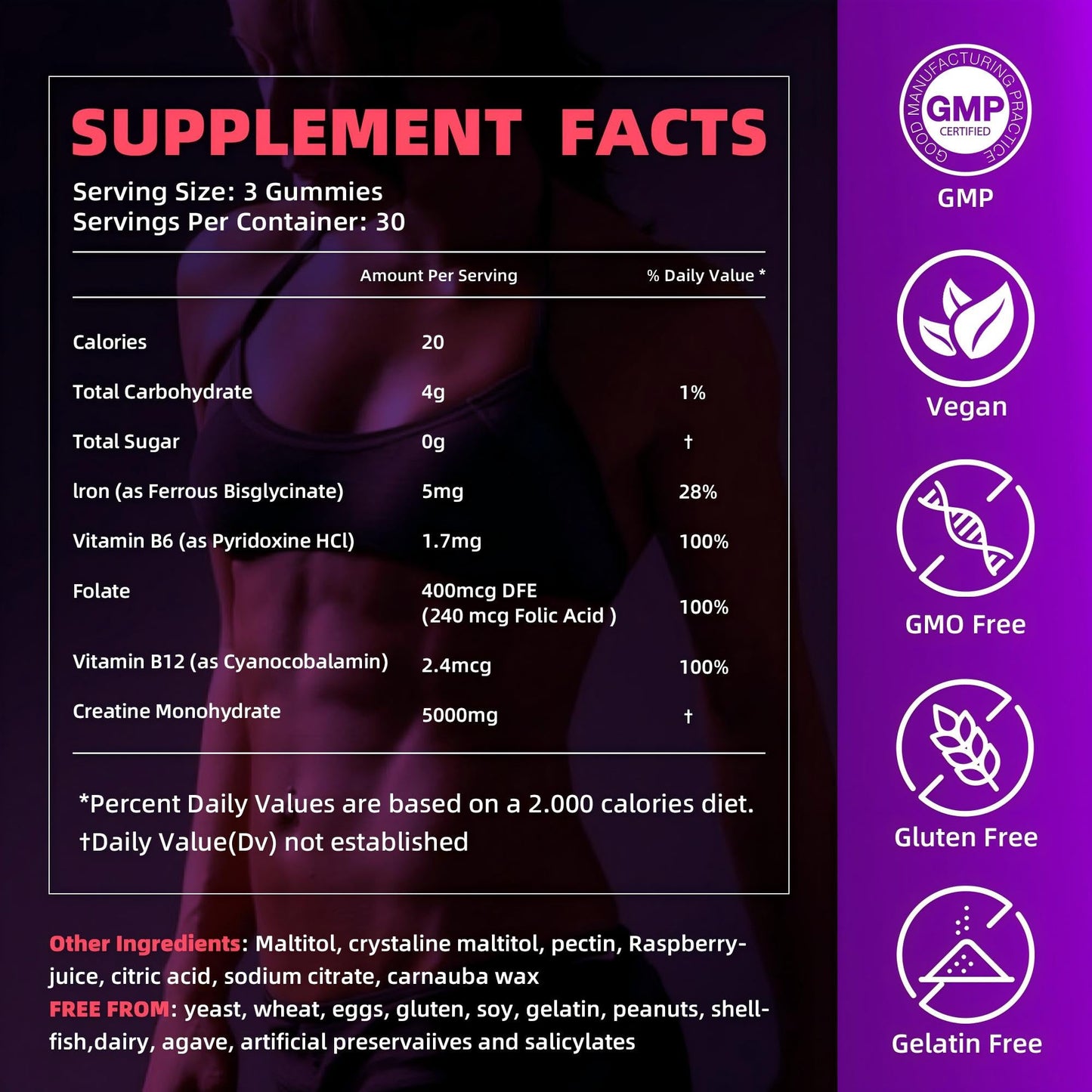 IRIDESICENT Creatine Monohydrate Gummy 90 Count