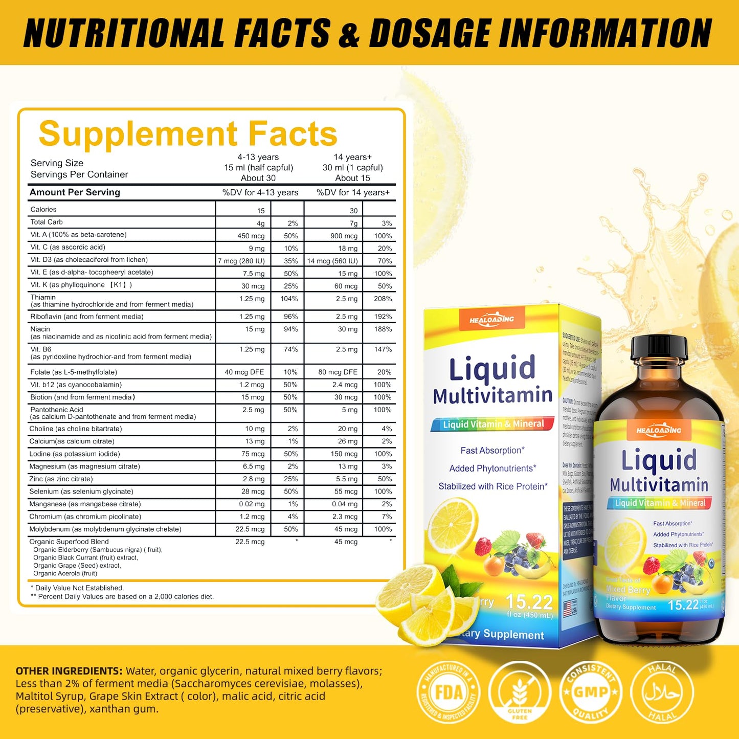 HEALOADING Nutritious Liquid Multivitamin for Women Gummies, 60 Count