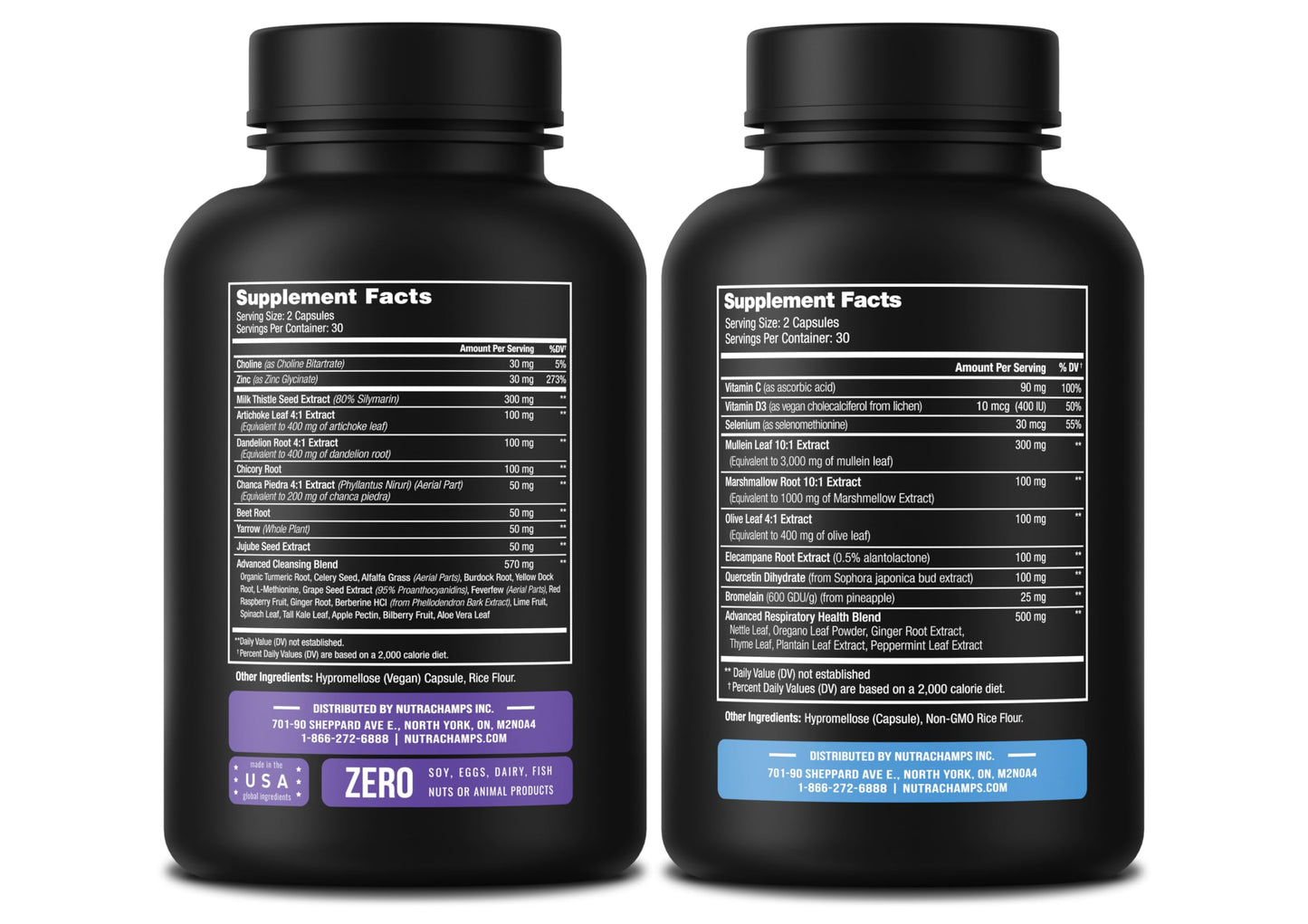 NutraChamps Liver Cleanse and Lung Cleanse Capsules, 2-Pack Bundle