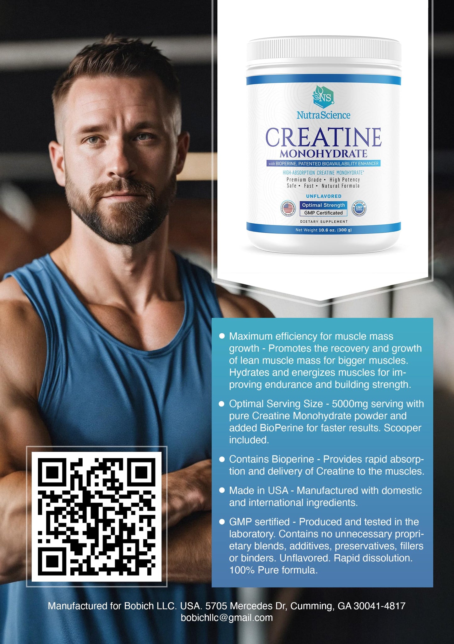 Liarminoo Creatine Monohydrate Powder, 10.6 Ounces