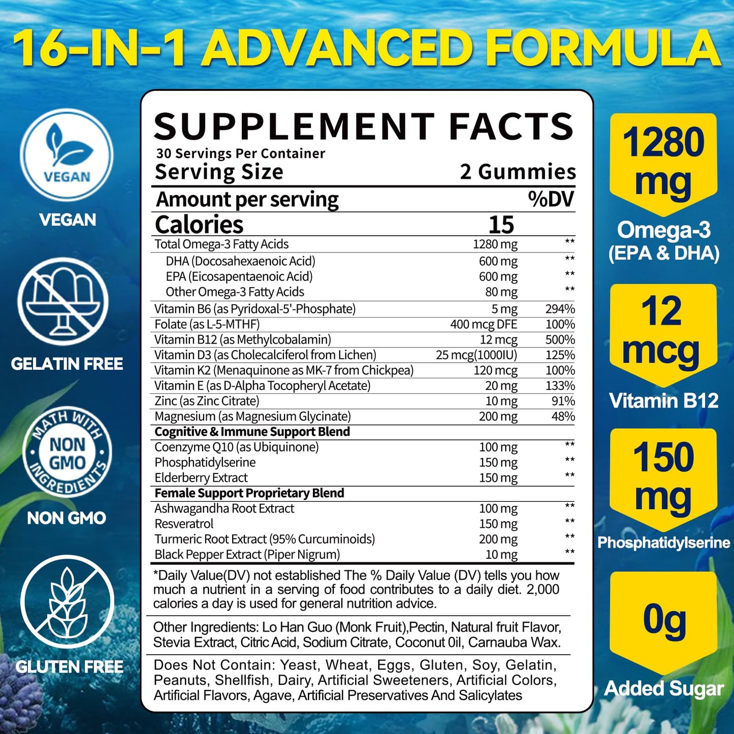 Fajeckma Women's Omega-3 Gummies 120 Count