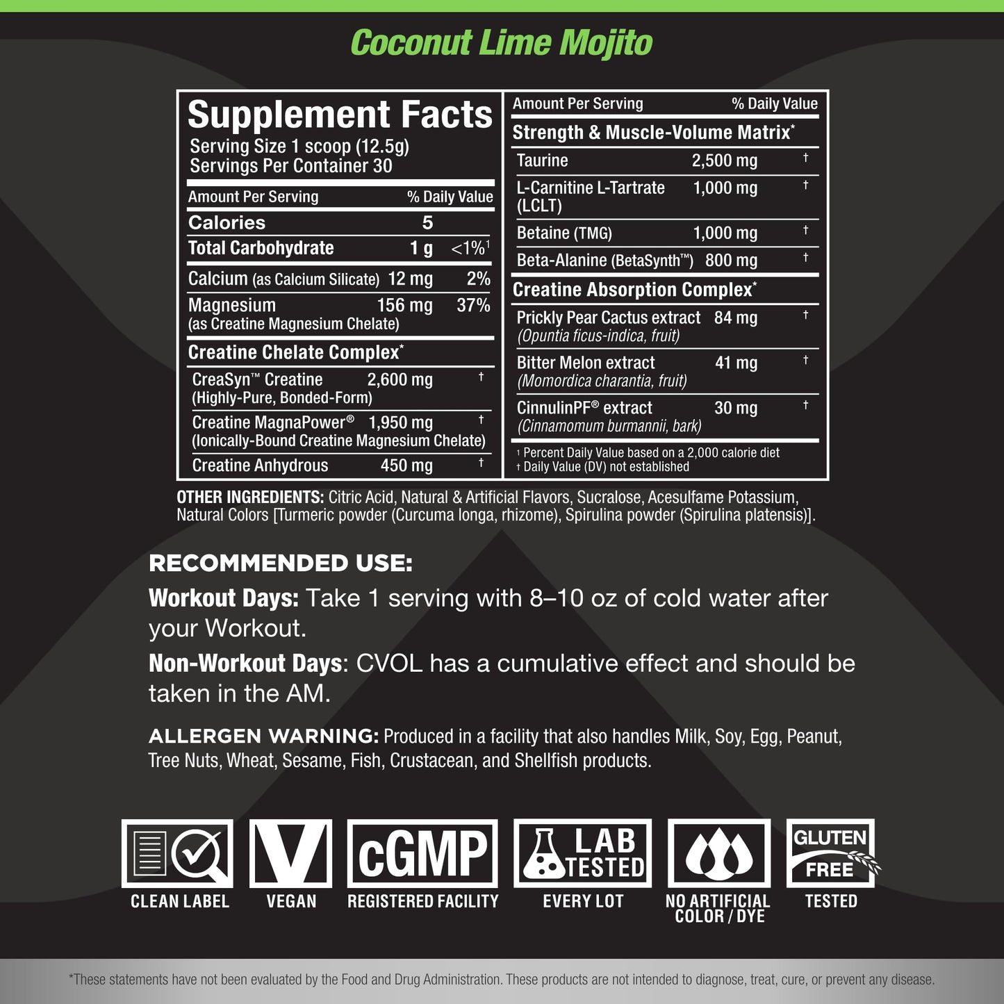 ALLMAX C:VOL Coconut Lime Mojito Powder, 13.2 Ounce