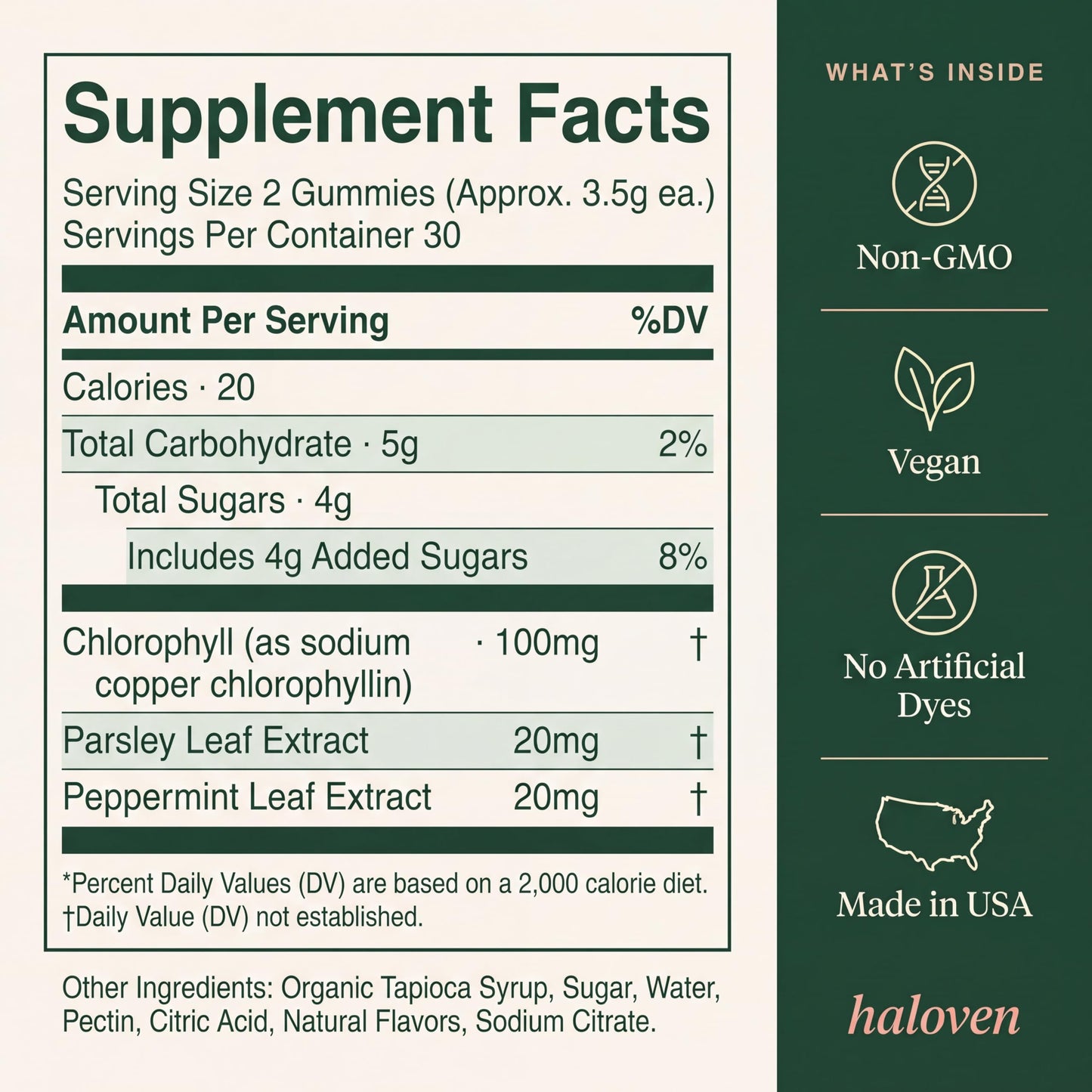 Haloven Chlorophyll Gummies 60 Count