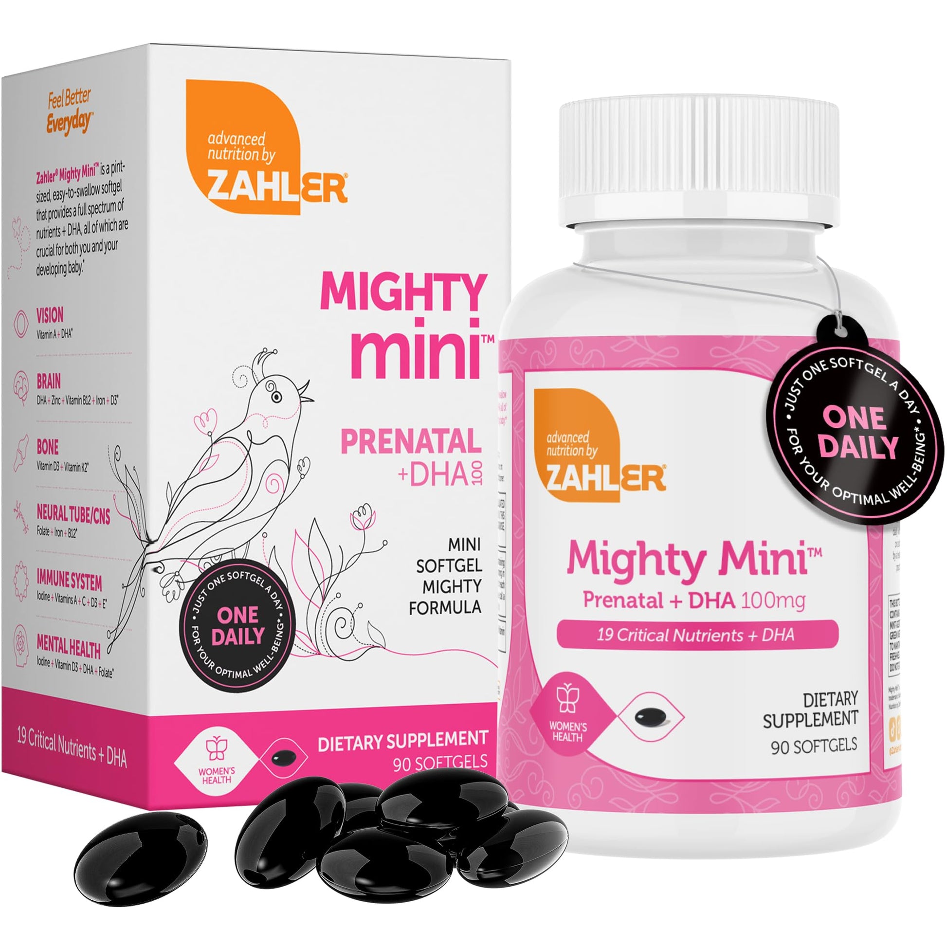 Zahler Mighty Mini Prenatal Vitamin Softgel, 90 Count