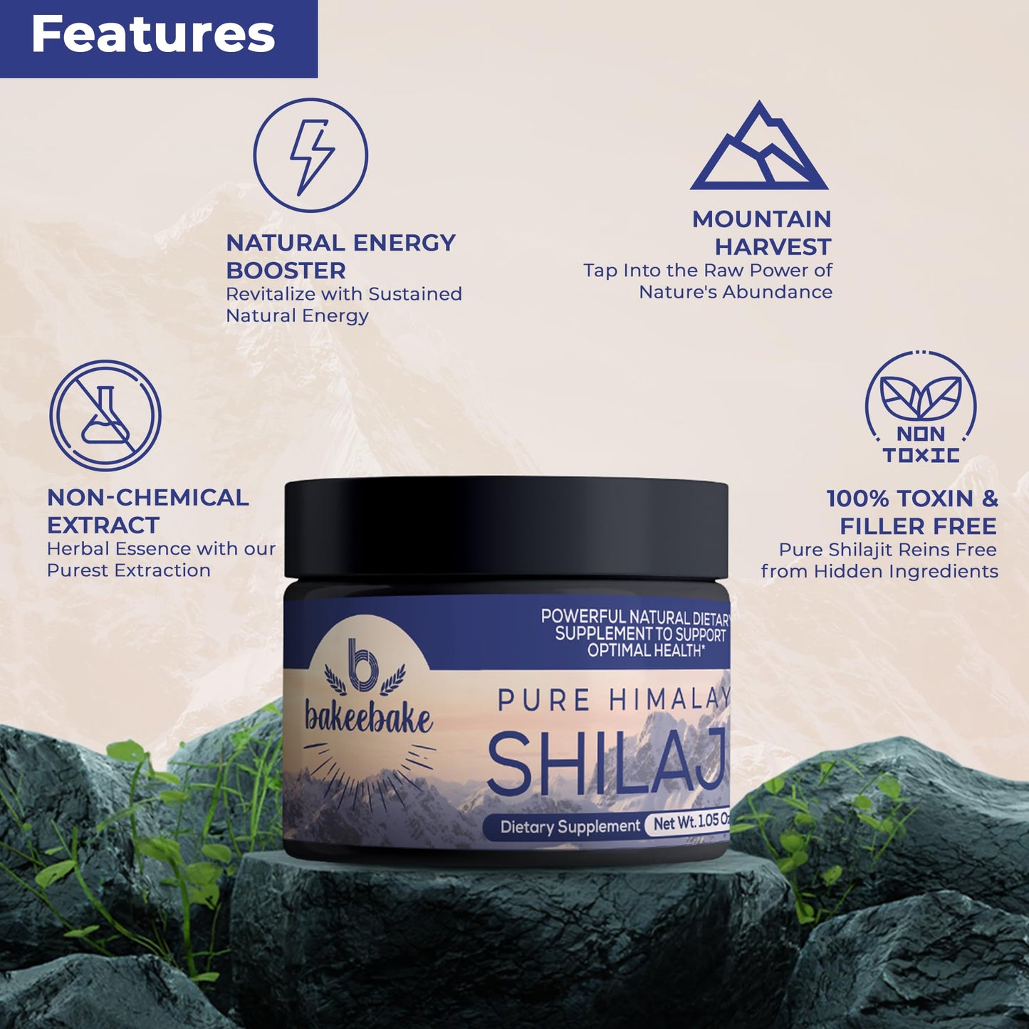 Bakeebake Shilajit Pure Himalayan Organic Softgel 1 Count
