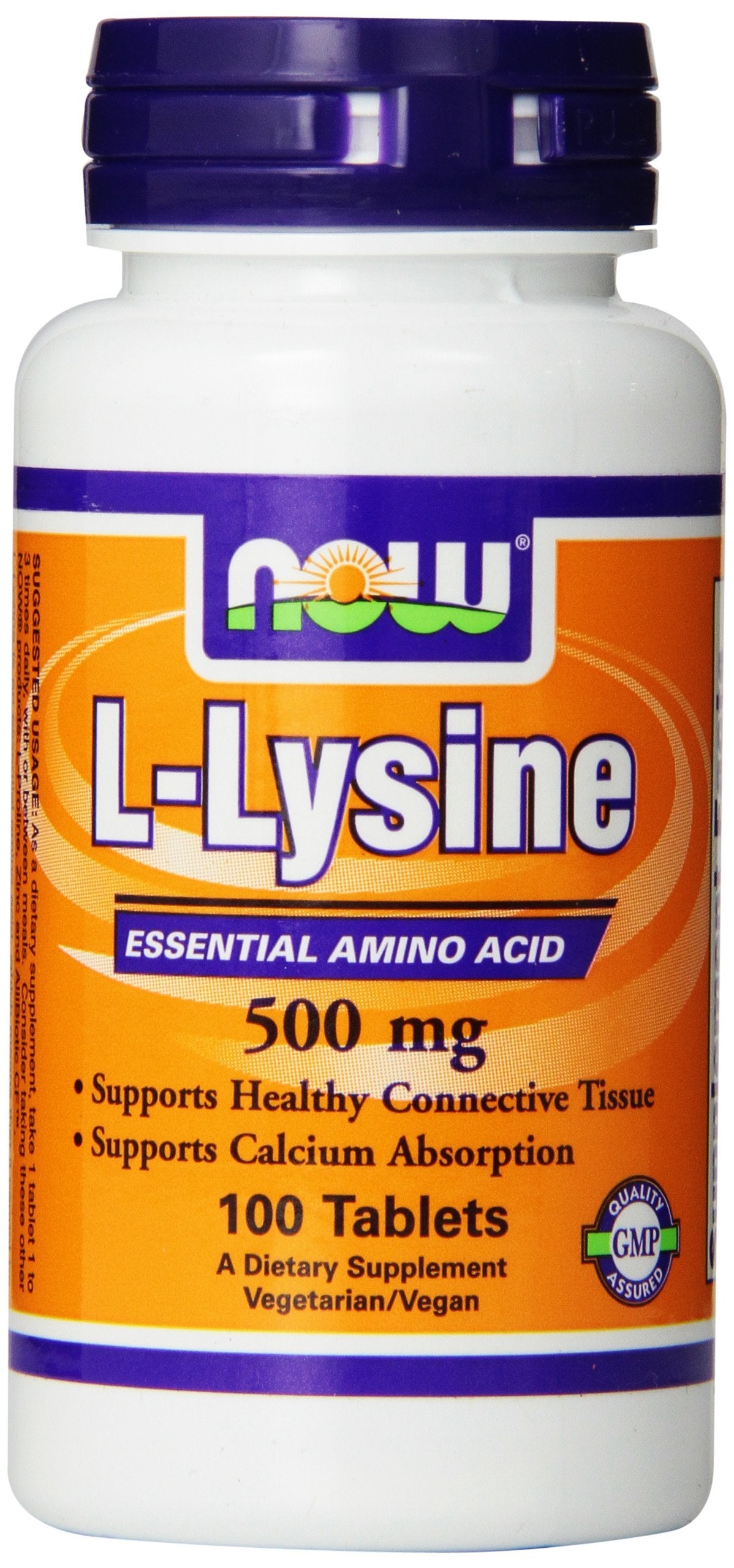 NOW Foods Lysine 500 mg Tablet, 200 Count