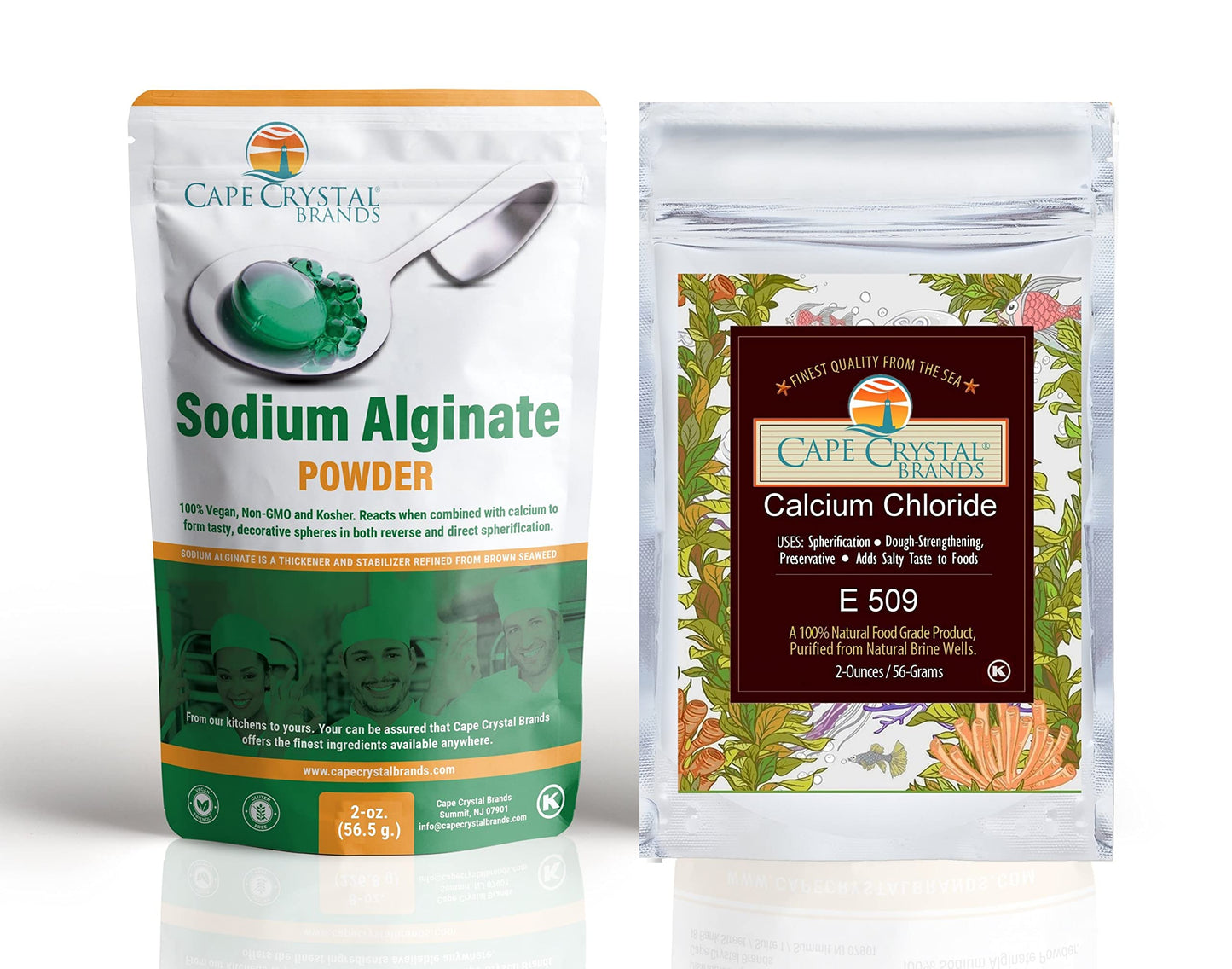 Cape Crystal Sodium Alginate and Calcium Chloride Spherification Value Kit Powder, 4-Ounce
