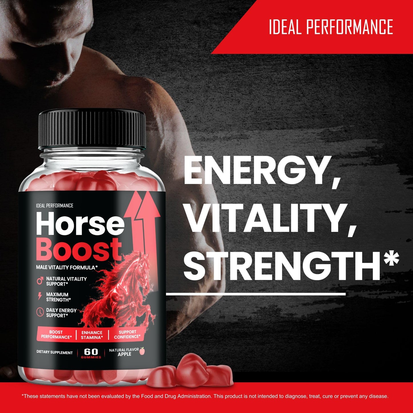 IDEAL PERFORMANCE Horse Boost for Men Gummies 180 Count