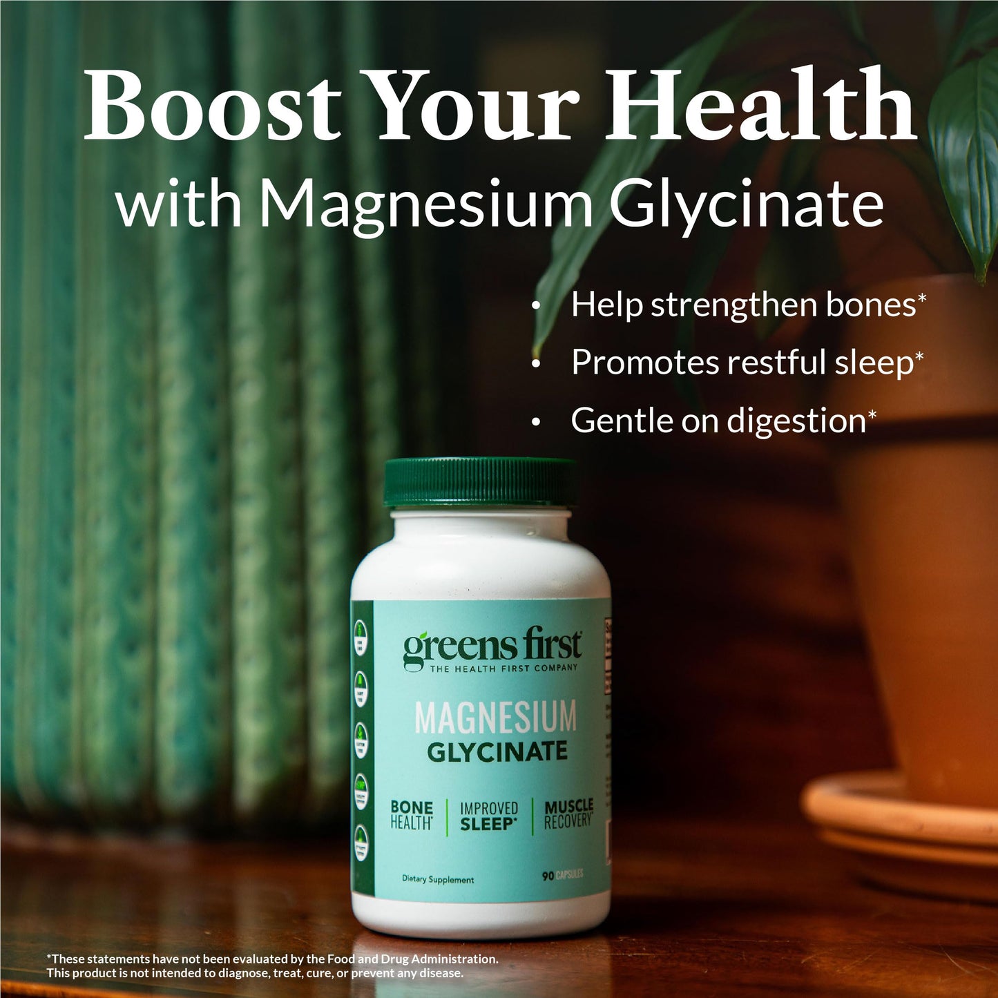 Greens First Magnesium Glycinate Supplement Capsule, 90 Count