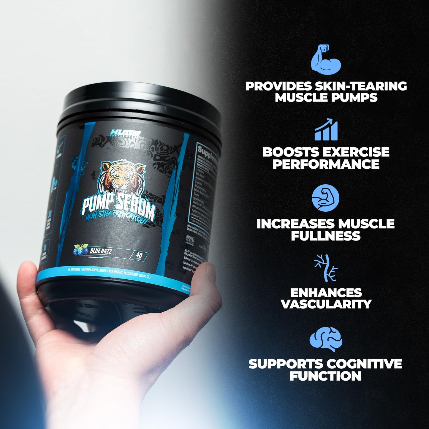 Huge Supplements Pump Serum Non-Stim Pre-Workout, Powder, 40 Servings