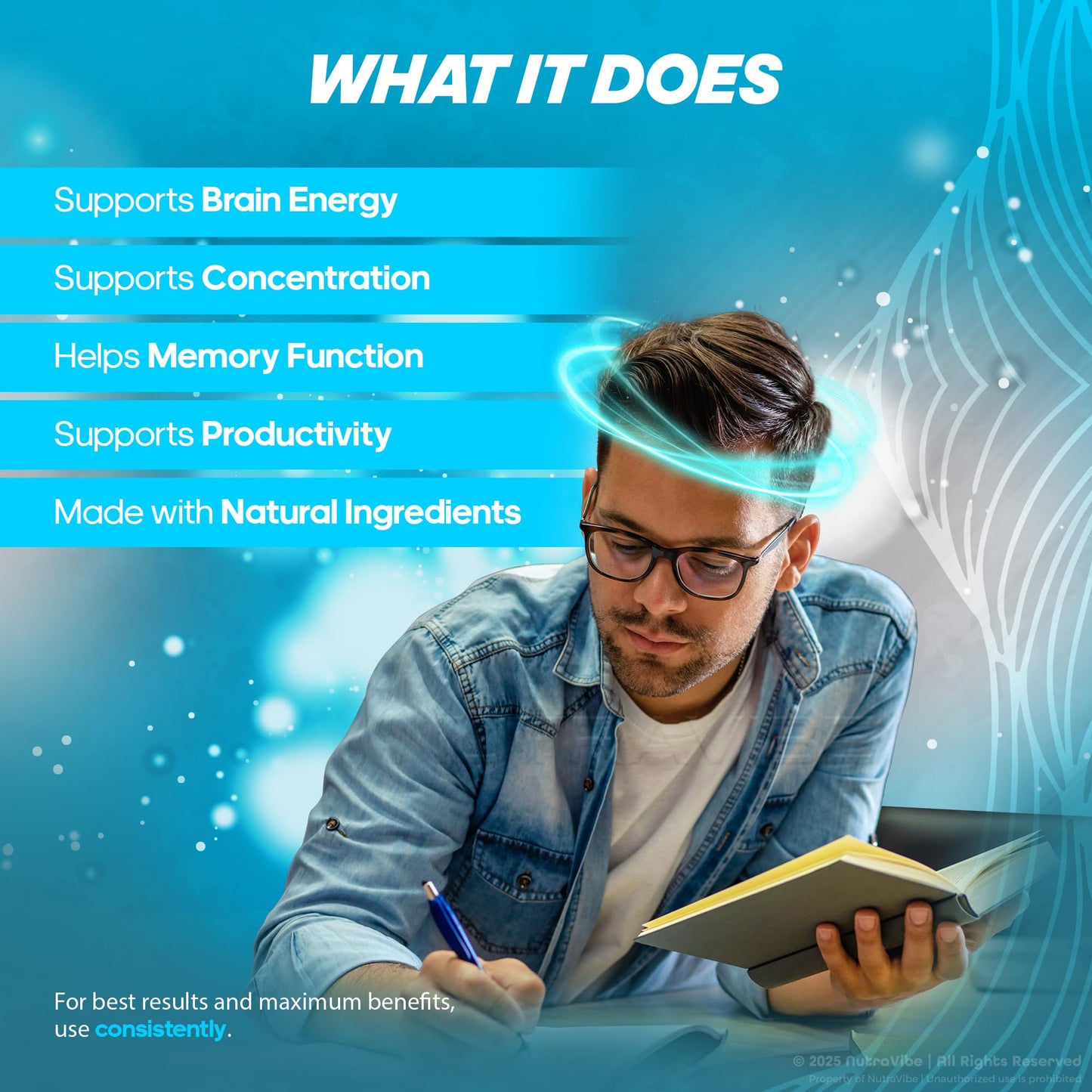 NutraVibe Neuro Elite – The Natural Memory Support Formula with a Clean, Potent Blend to Support Sharp Focus, Clarity, Attention & Clear Thinking | NeuroElite Easy-to-Swallow Smart Pills 60 Capsules