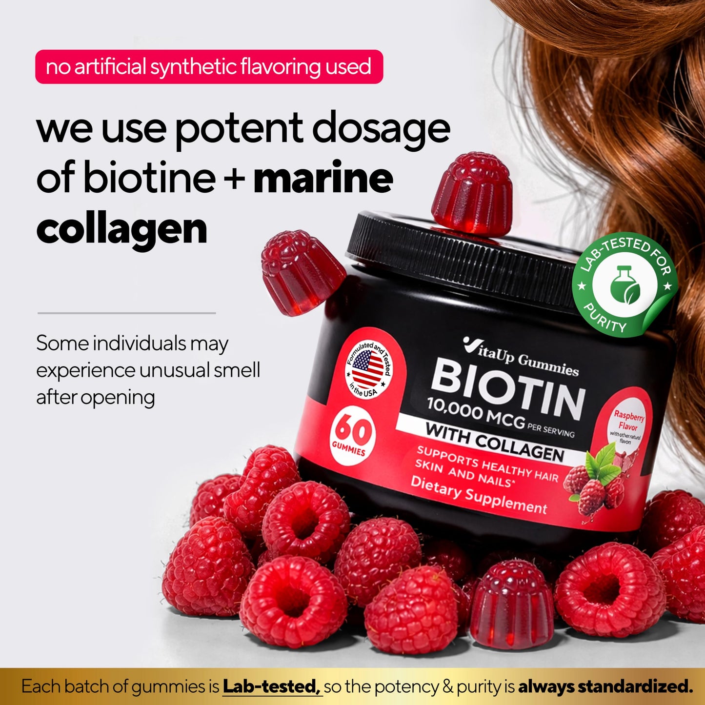 VitaUp Biotin Gummies 10000mcg - 60 Count