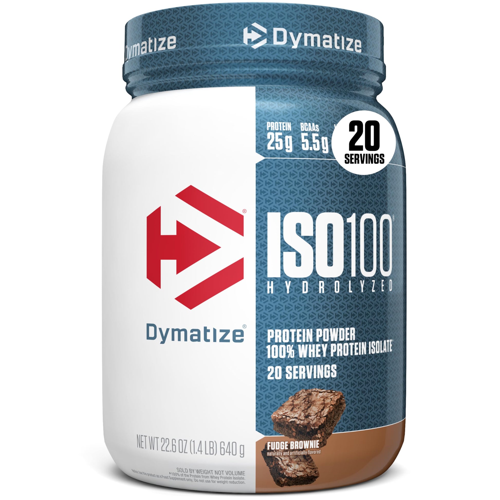Dymatize ISO100 Whey Protein Isolate Powder, Fudge Brownie, 1.45 Pound