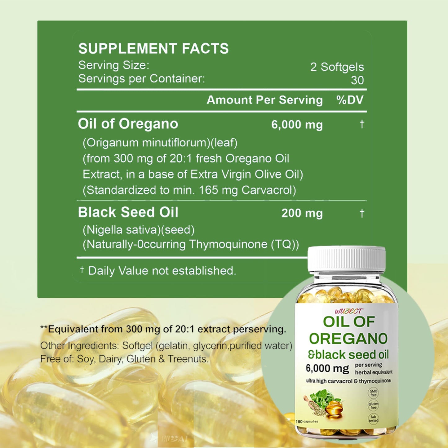 WUJECT Oil of Oregano Softgels Capsule, 1 Count
