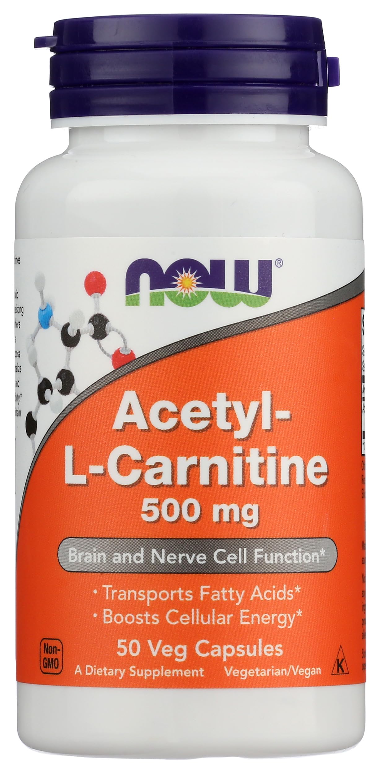 NOW Foods Acetyl L-Carnitine 500mg Capsules, 50 Count