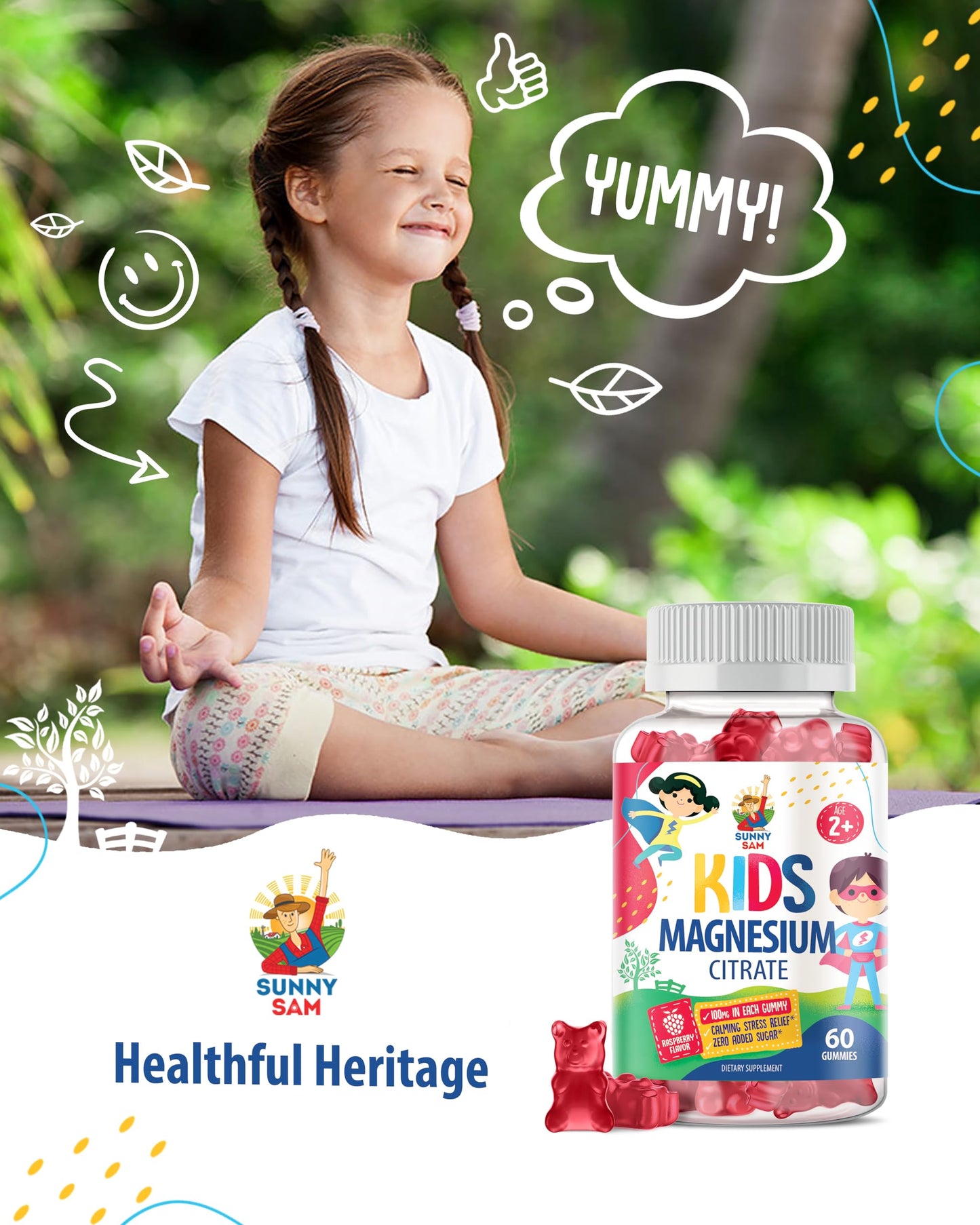 SUNNY SAM Magnesium Gummies 120 Count