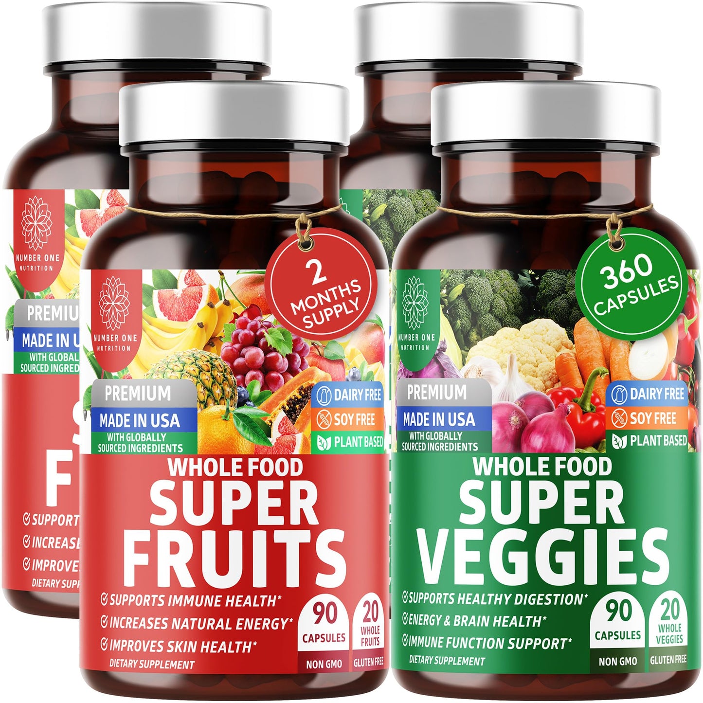 Number One Nutrition N1N Premium Super Fruits & Veggies Supplement 360 Capsules
