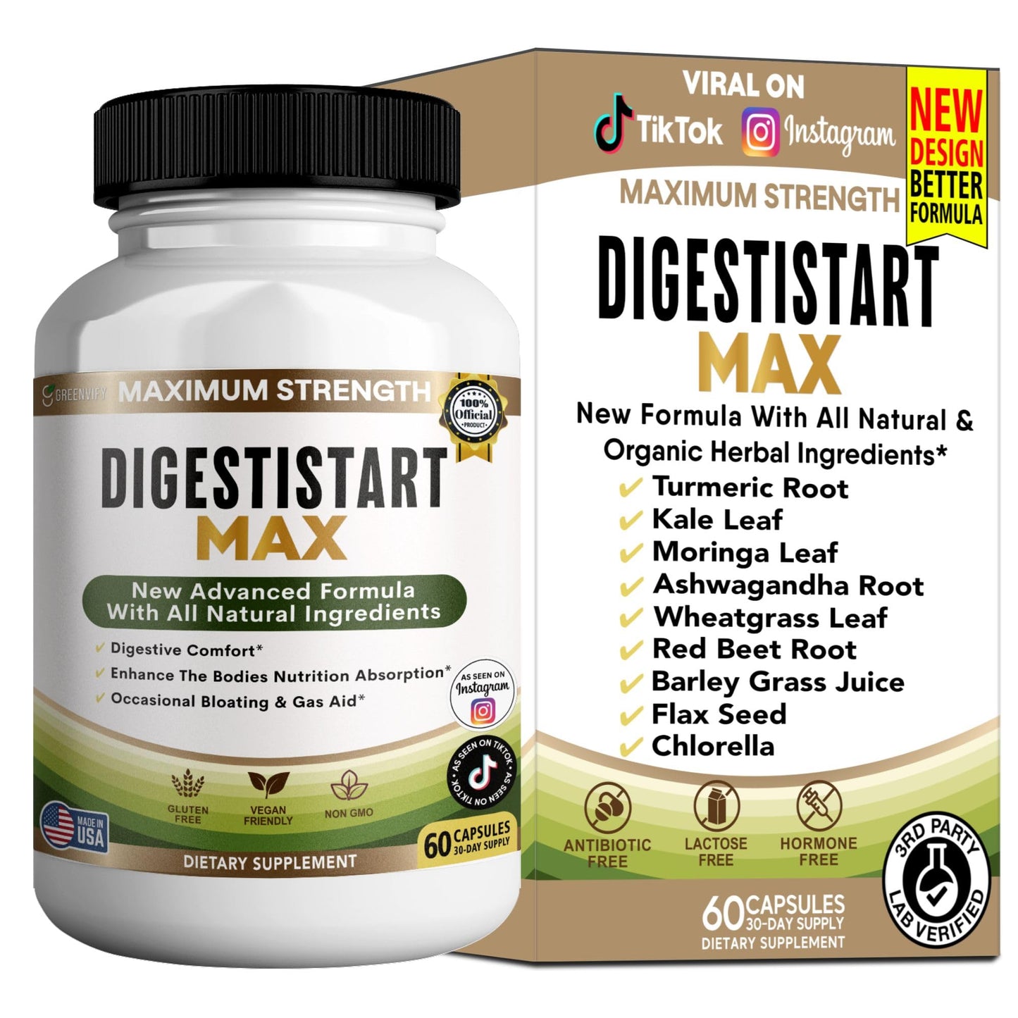 GREENVIFY Digestive Start Max Supplement Capsule, 60 Capsules