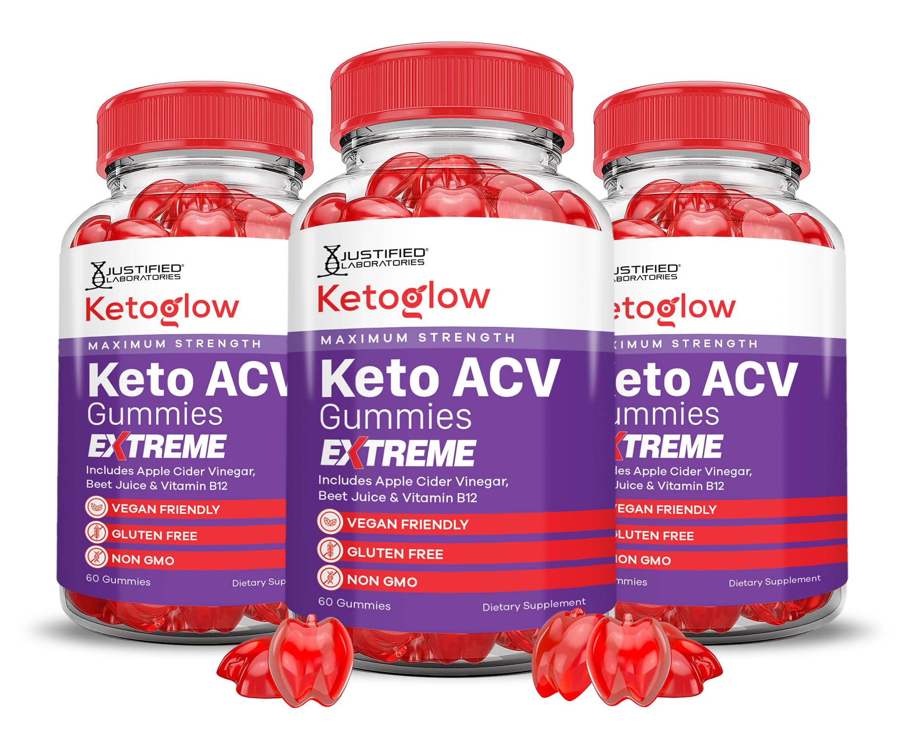 Justified Laboratories Keto Glow Keto ACV Gummies 2000mg, 180 Gummies