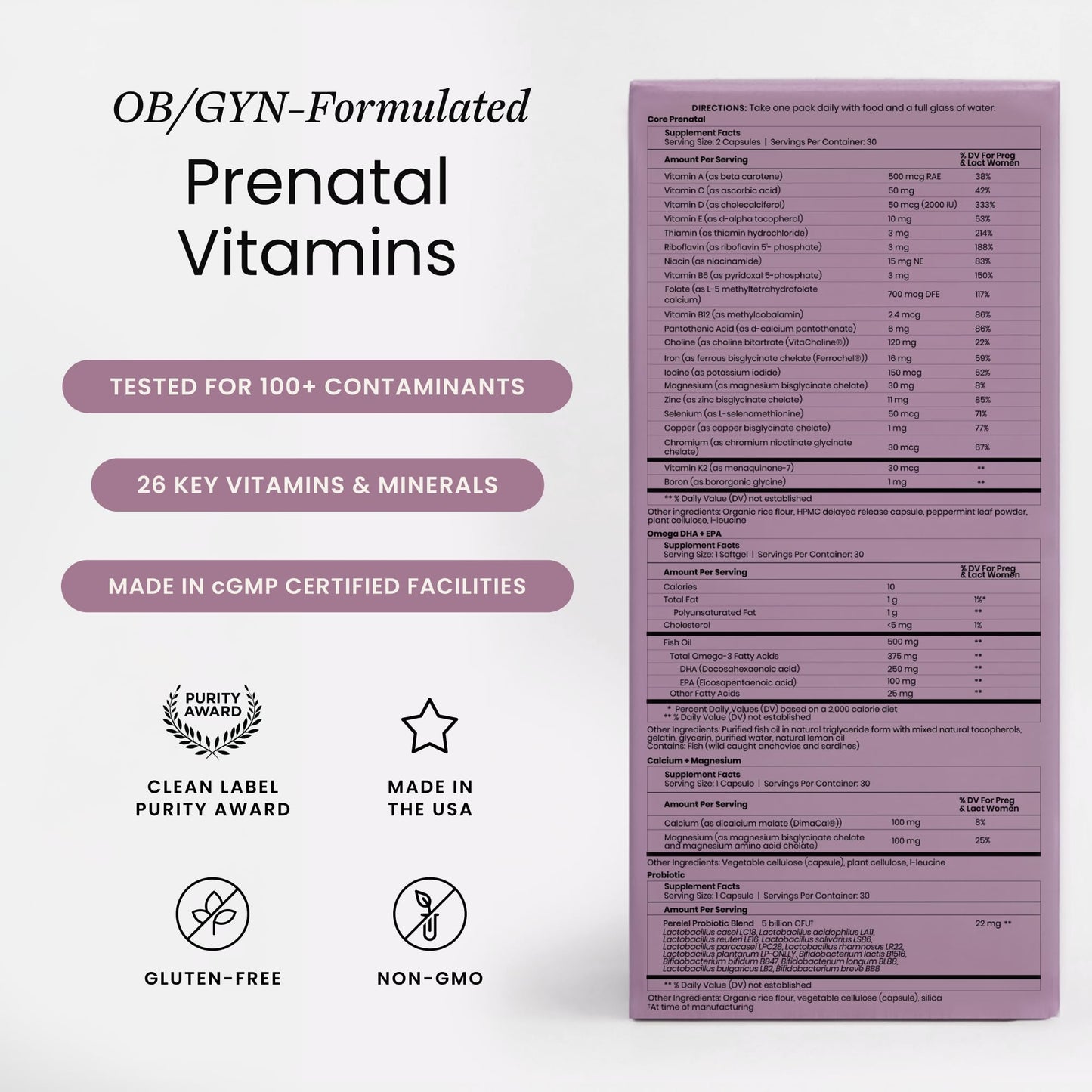 Perelel 3rd Trimester Prenatal Vitamins for Women, Choline, Folate, & Iron 30 Capsules