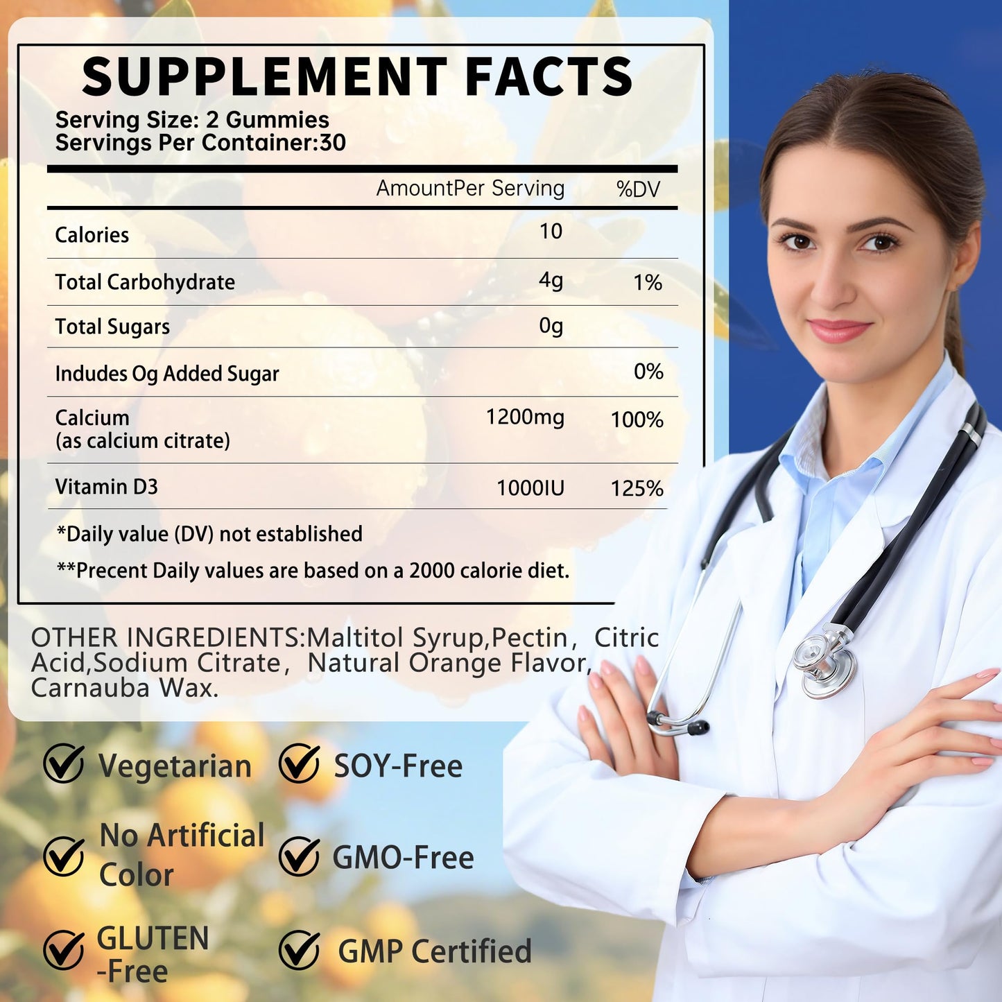 Fzjjyana Calcium Citrate with Vitamin D3 Gummies 120 Count