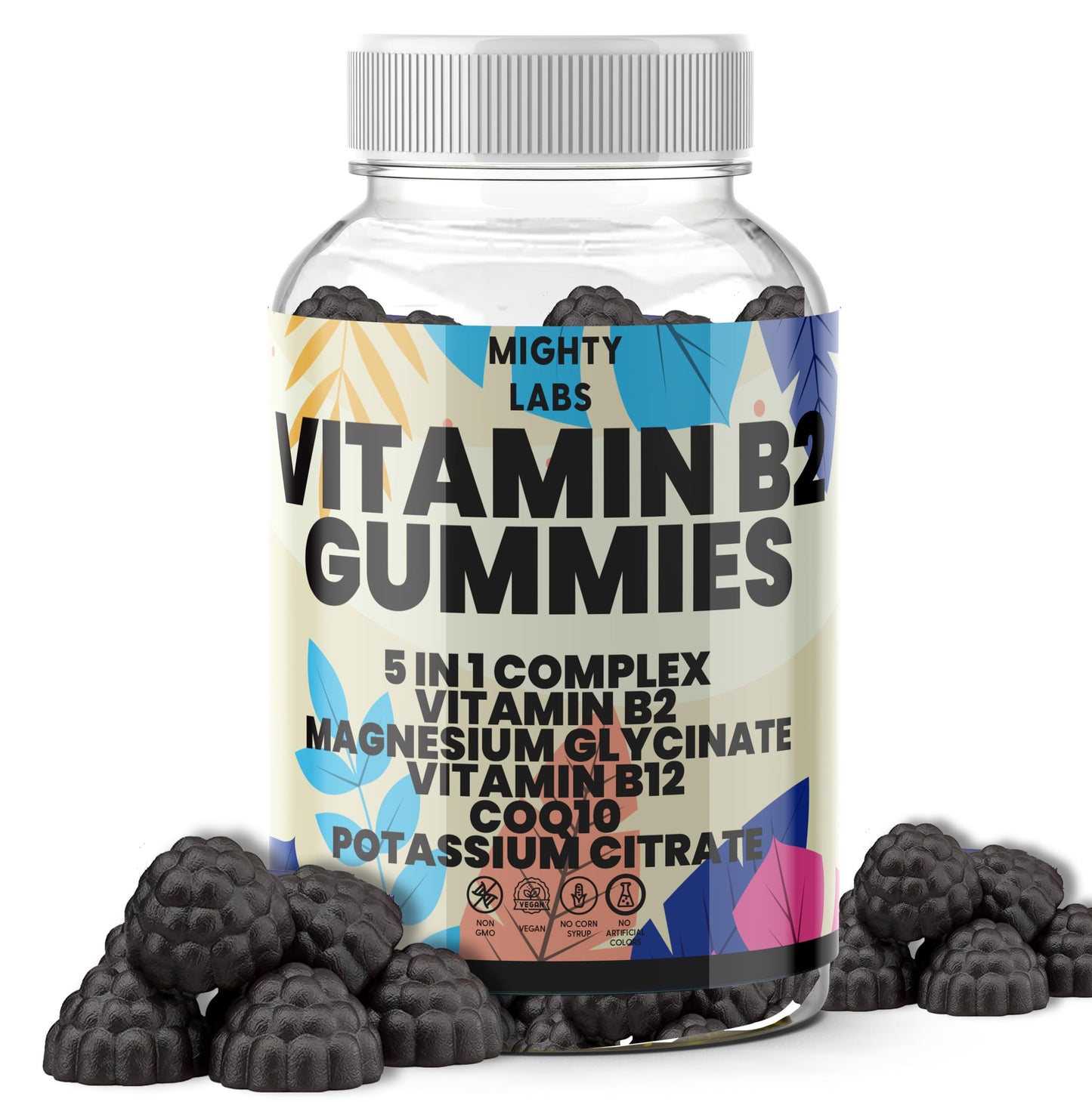 NutraPerfecto Sugar Free Vitamin B2 Gummies with CoQ10, Potassium Citrate, Magnesium Glycinate, B12, 60 Gummies