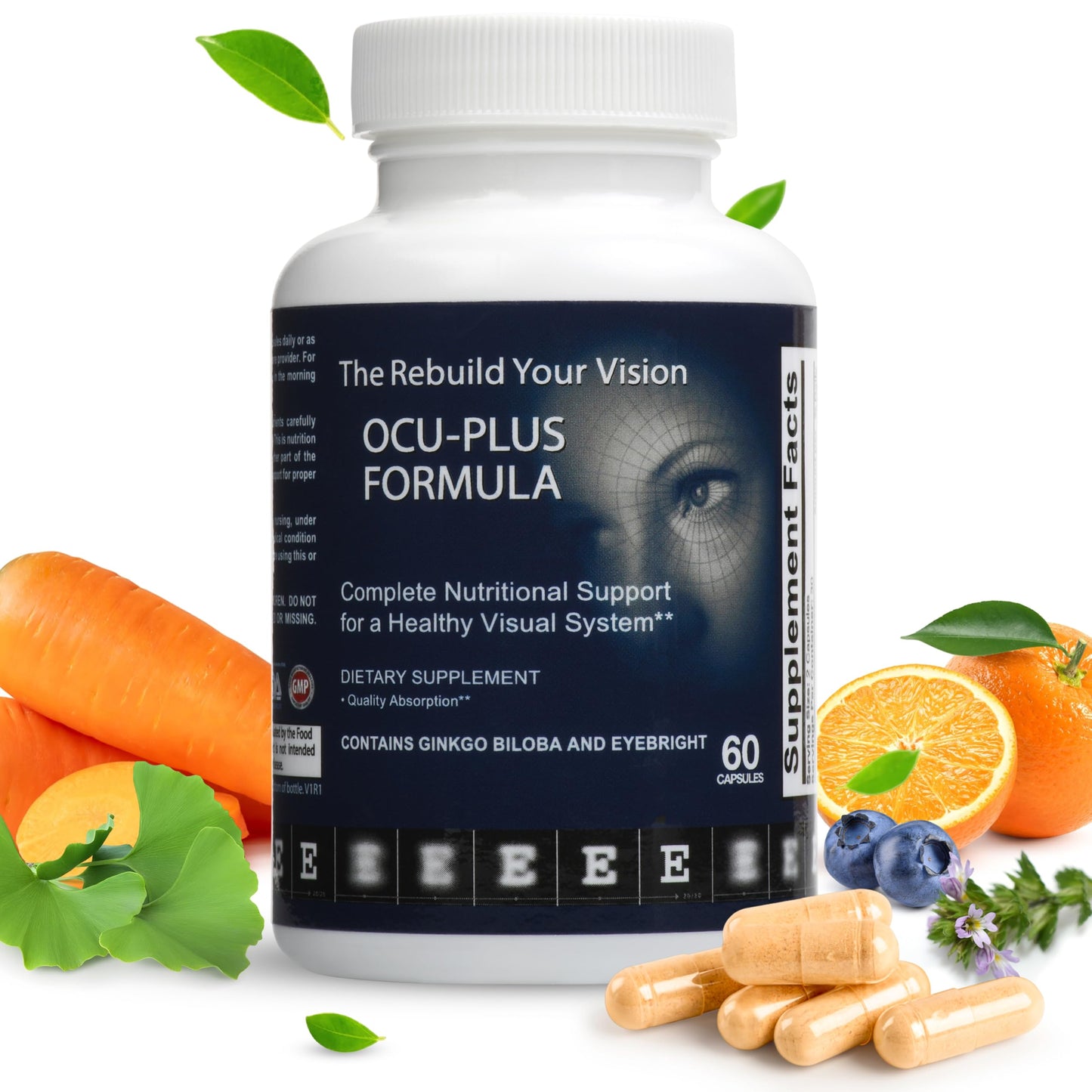 Rebuild Your Vision Ocu-Plus Formula Eye Health Supplement with Lutein & Zeaxanthin, 60 Capsules
