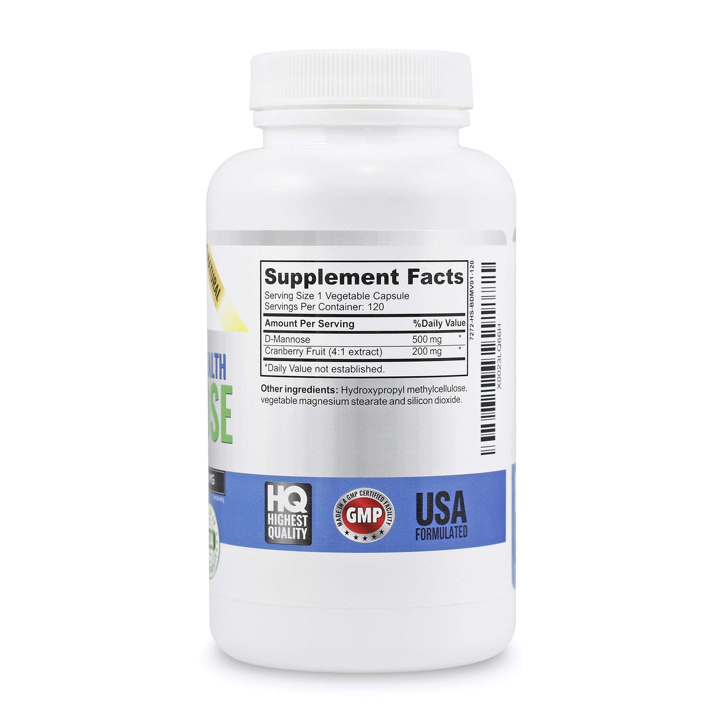 Vitalité Now! High Strength Pure D-Mannose with Cranberry Extract for UTIs, 120 Capsules
