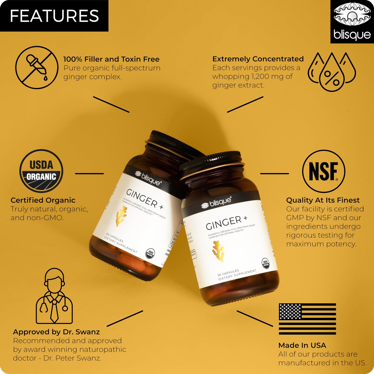 Blisque Organic Ginger Supplement 1 Capsule