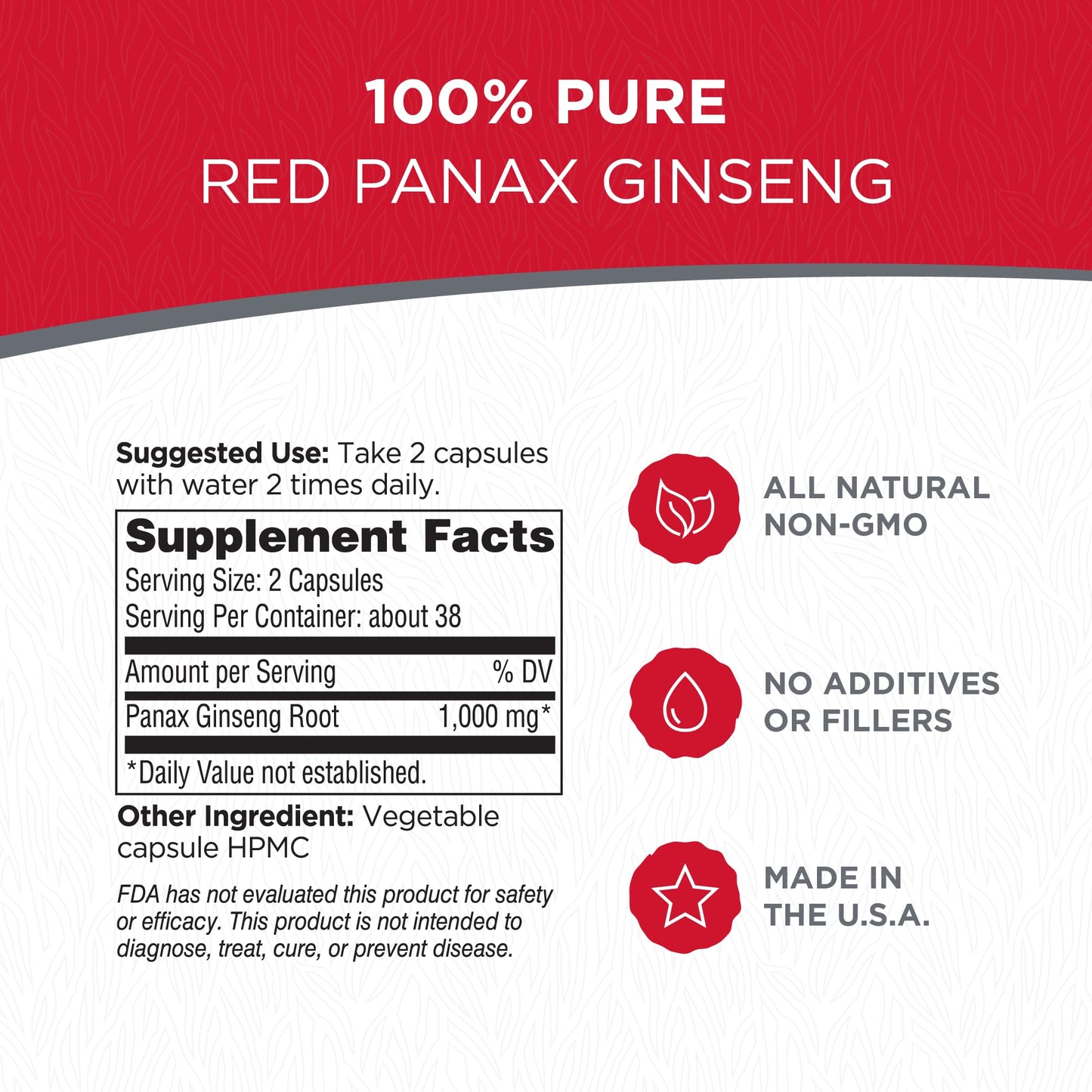 Dairyland Management LLC Korean Red Panax Ginseng Capsules 75 Count