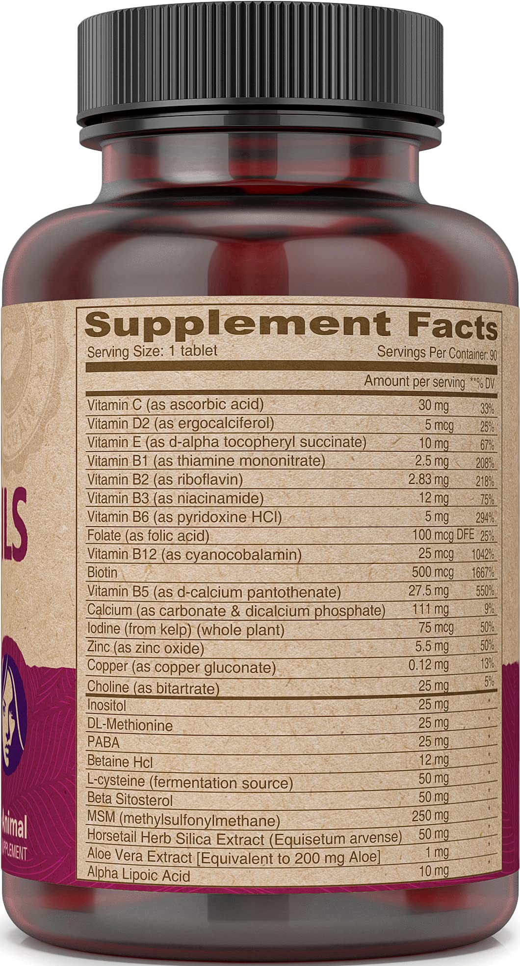 DEVA Vegan Hair, Nails & Skin Vitamins & Minerals with Biotin Capsules 90 Count