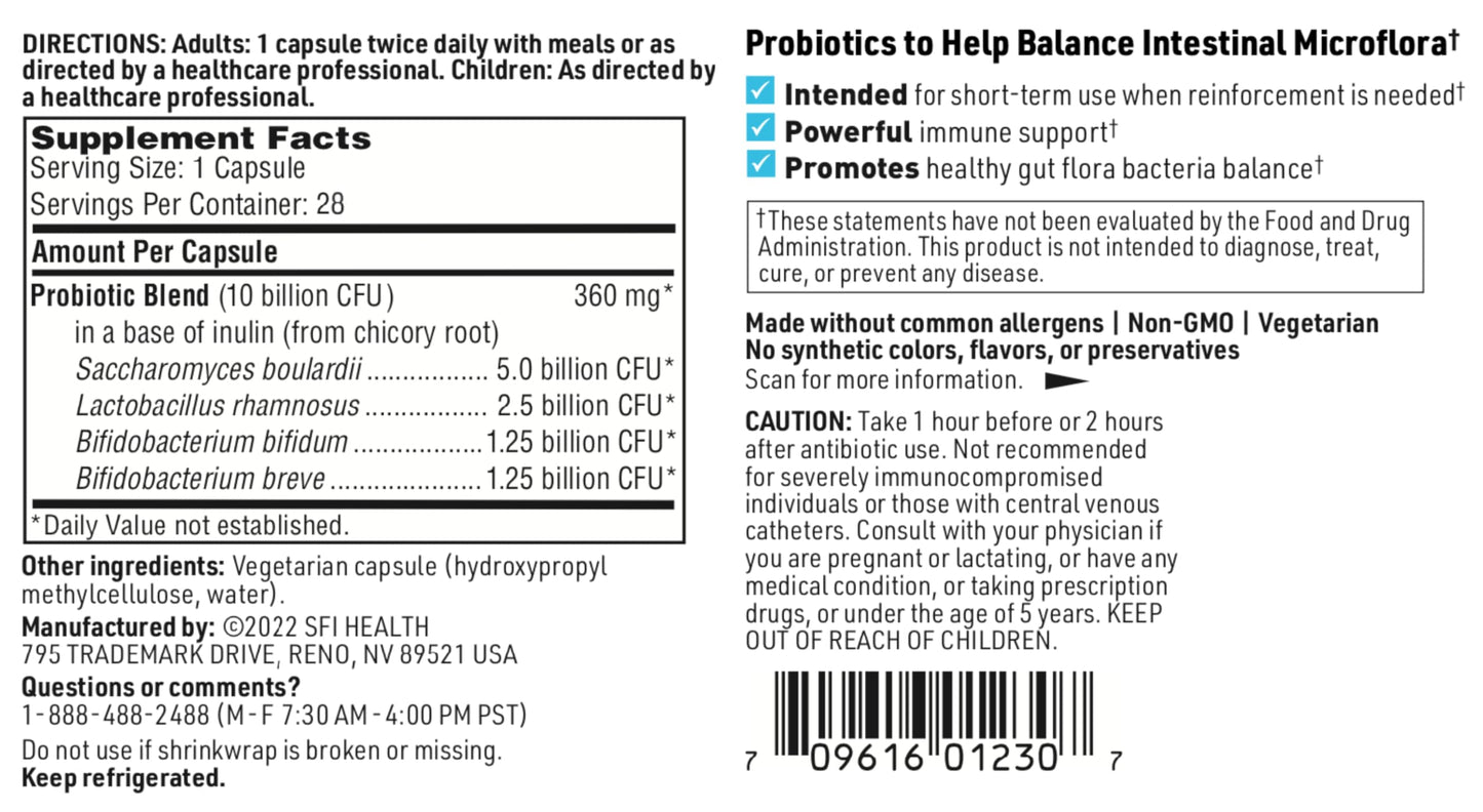 SFI Health ABX Support Probiotic - 10 Billion CFU Capsule, 56 Capsules