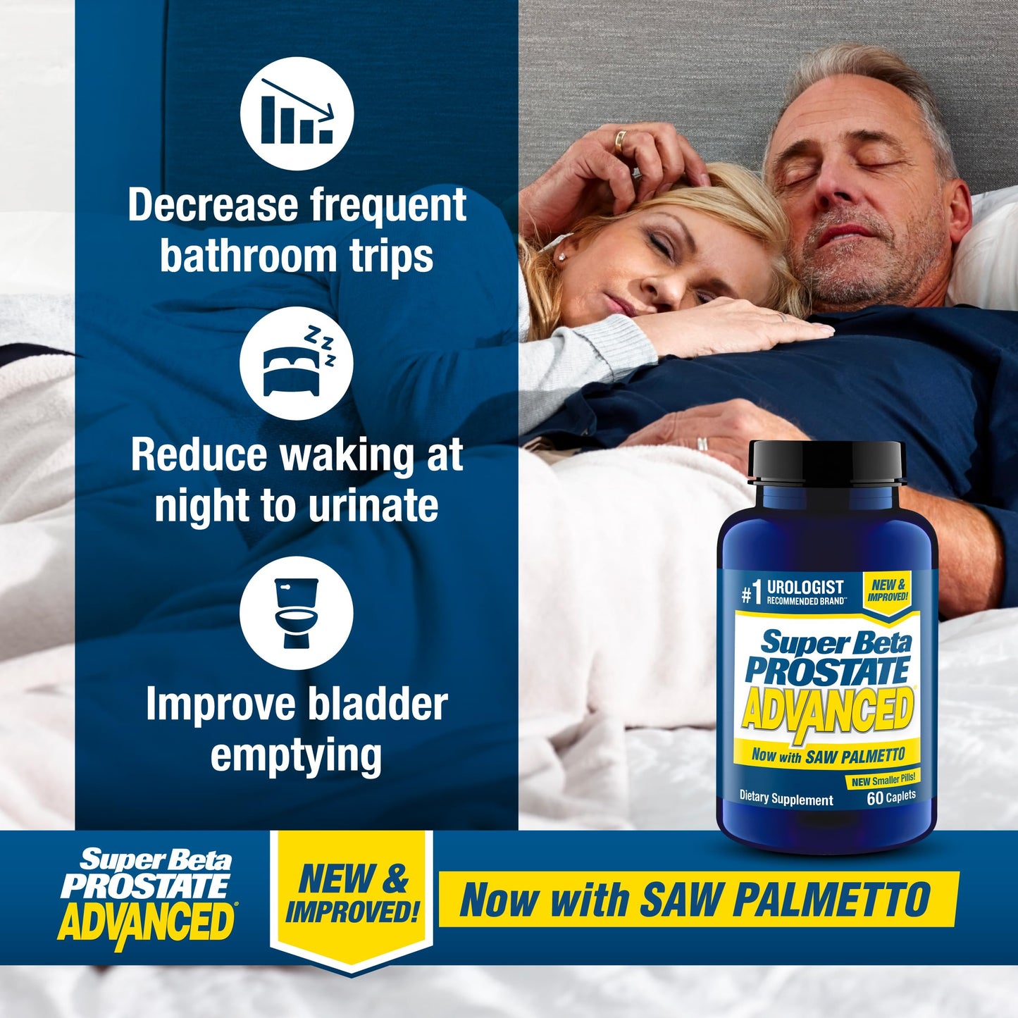 SUPER BETA PROSTATE Advanced with Saw Palmetto Prostate Health Supplements for Men Caplets 60 Count