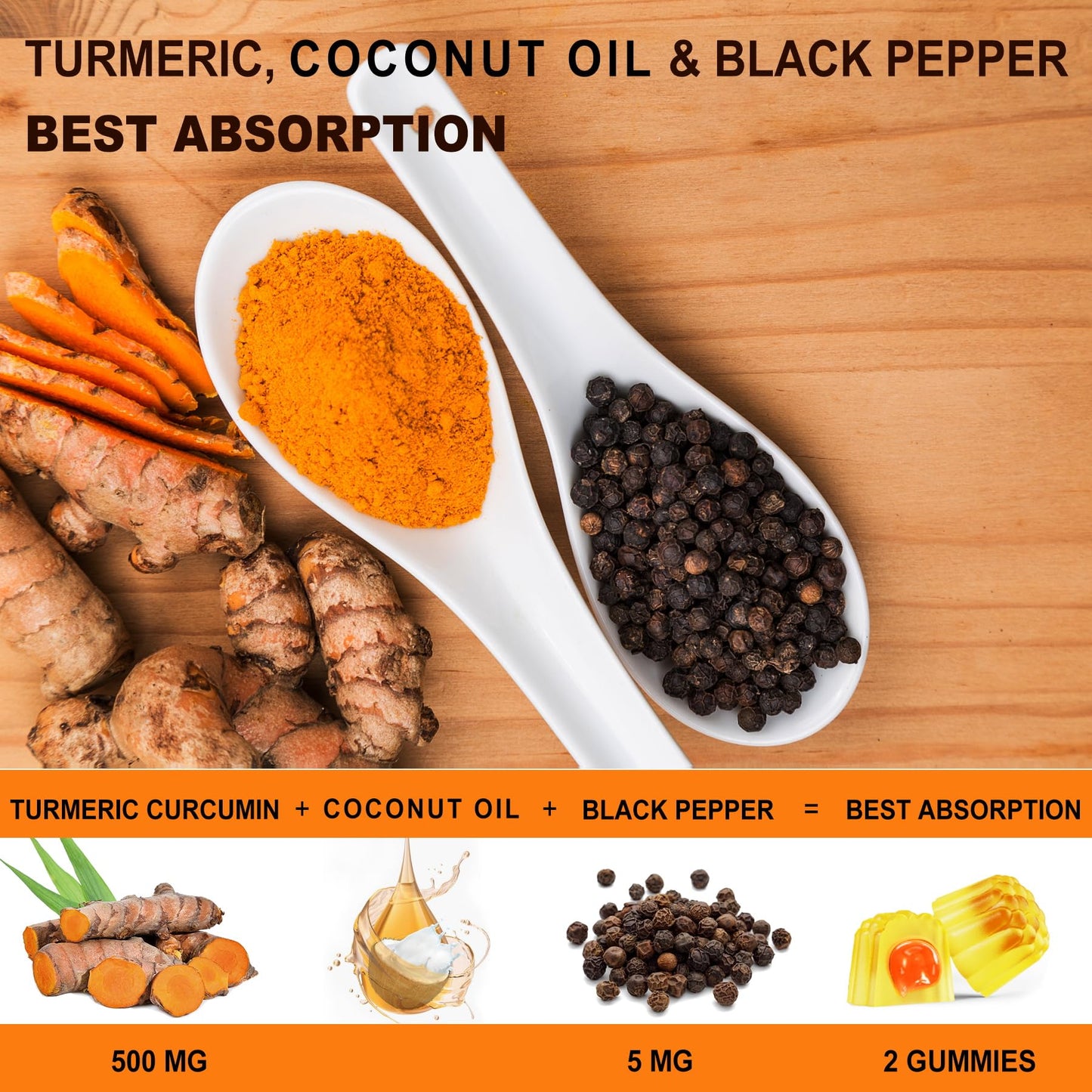 NEVISS Sugar Free Turmeric Curcumin Filled Gummies + Sugar Free Probiotics Gummies, 120 Gummies