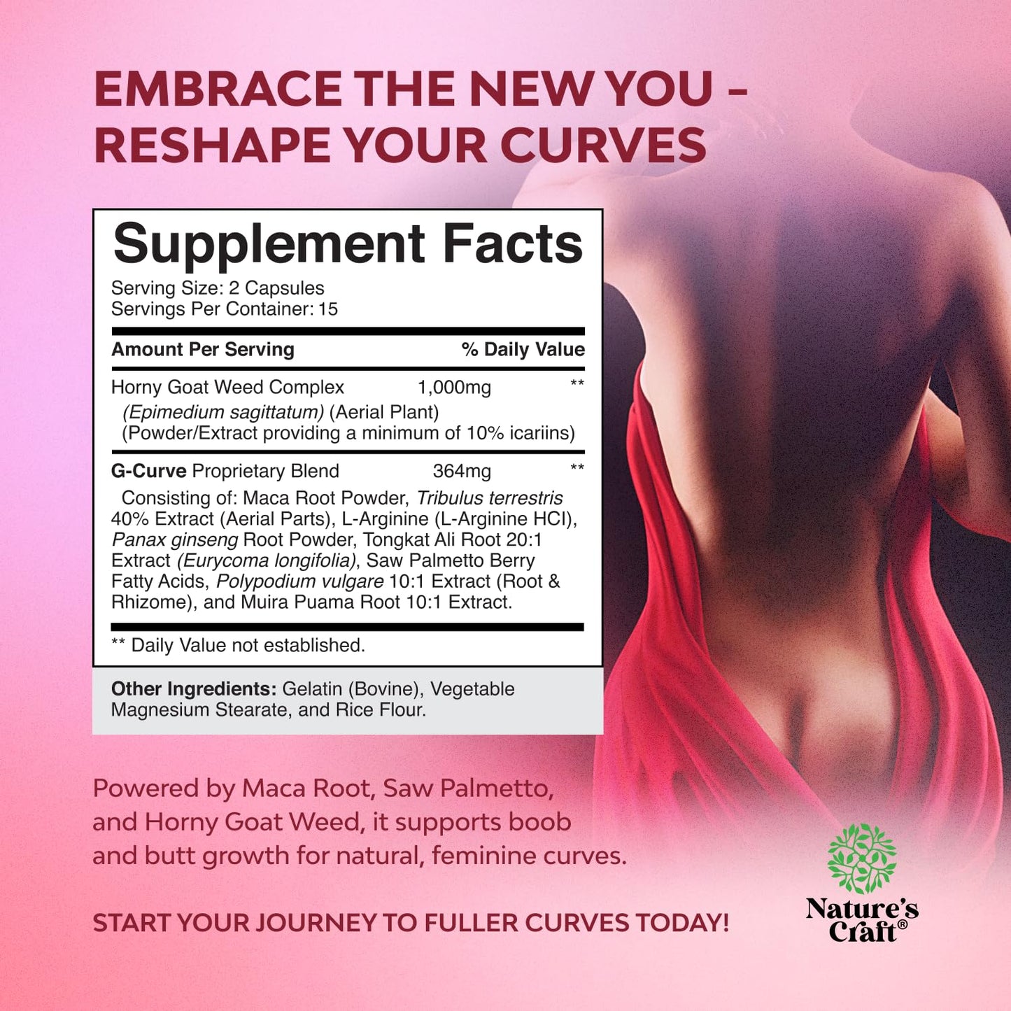 Natures Craft G-Curve Butt and Breast Growth Capsules, 90 Count