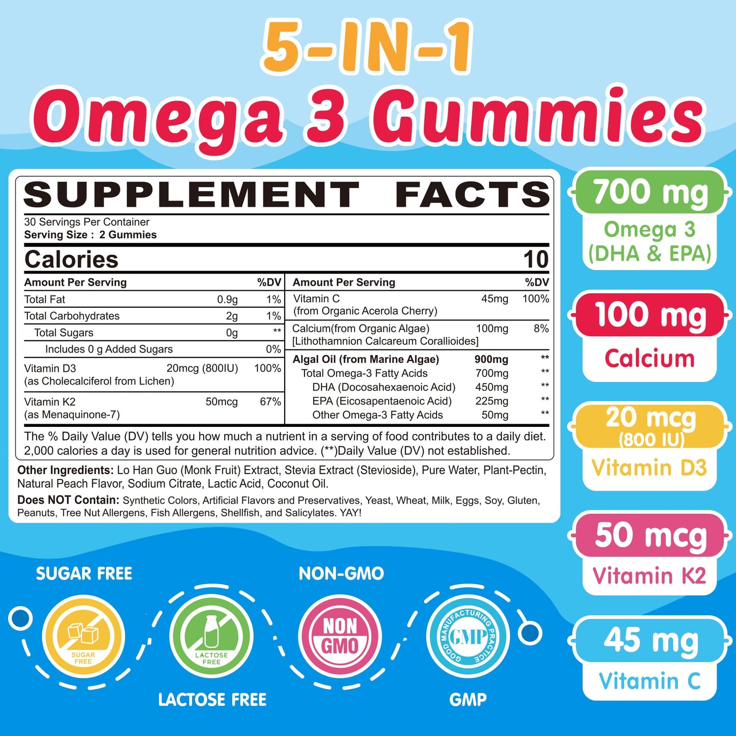 NEVISS Zinc and Magnesium Supplement with Kids Omega-3 Gummies, 240 Count
